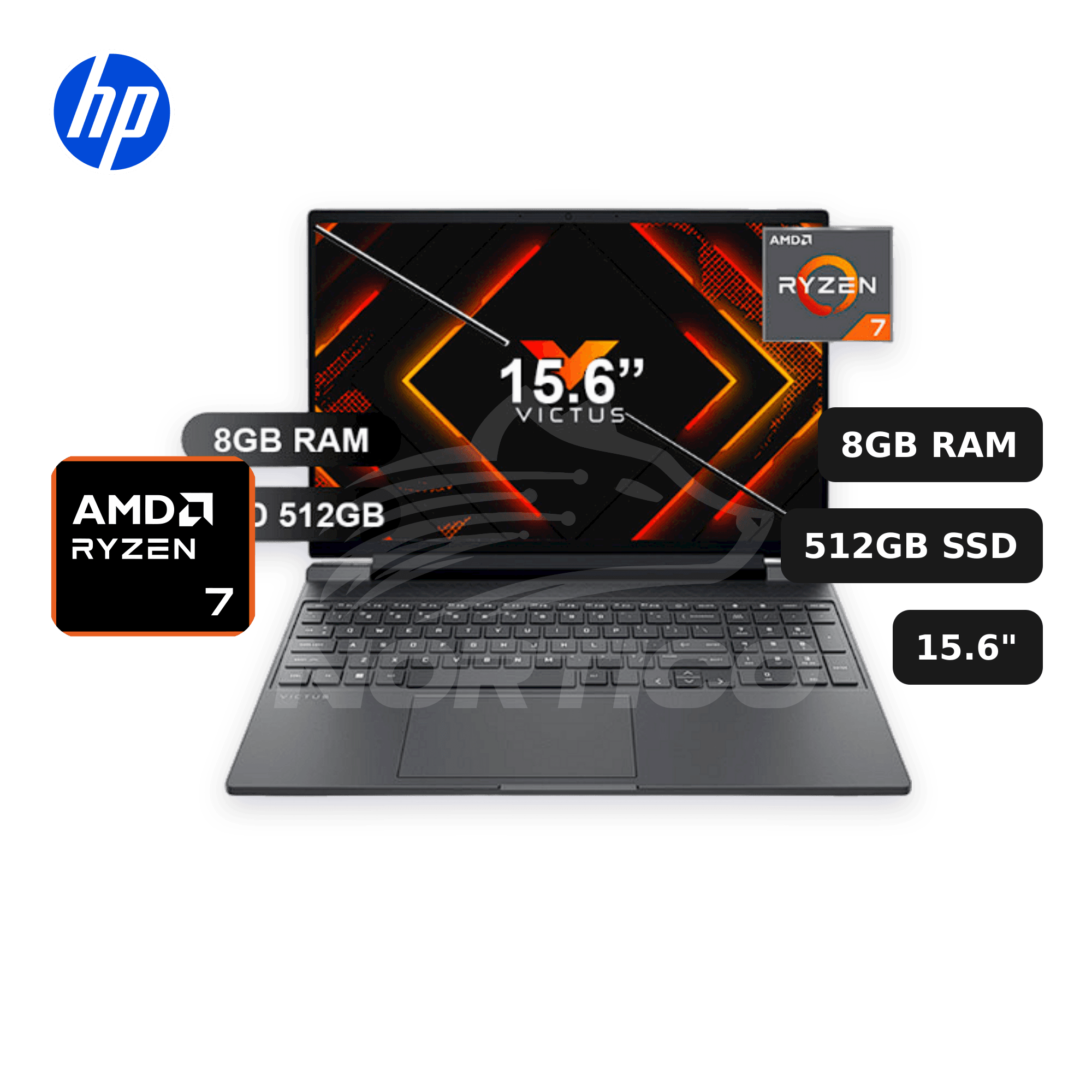 Laptop HP 15-FB3019LA Ryzen 7-7445HS 8GB 512GB SSD 15.6" (15-FB3019LA)