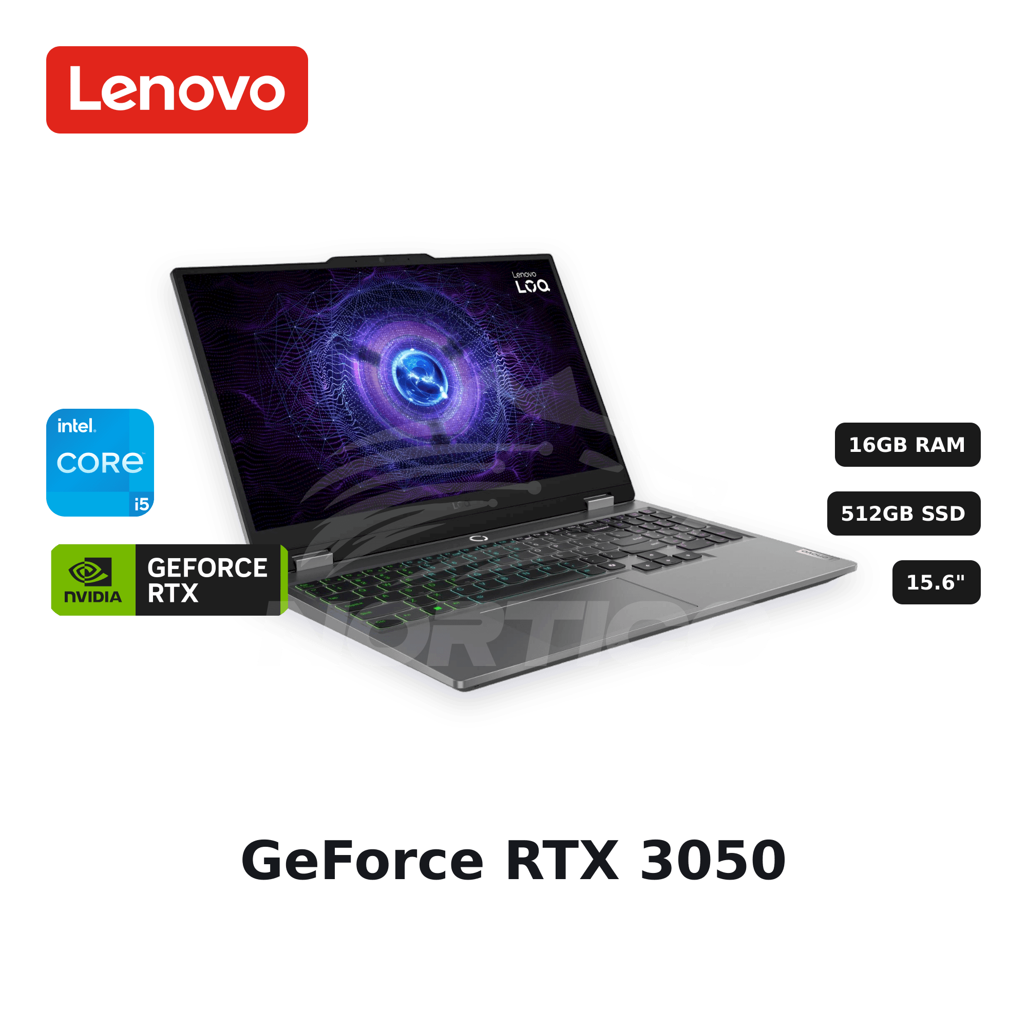 Laptop Lenovo LOQ 15IAX9 Core I5-12450HX 16GB 512GB SSD RTX 3050 15.6" (83GS00TKLM)