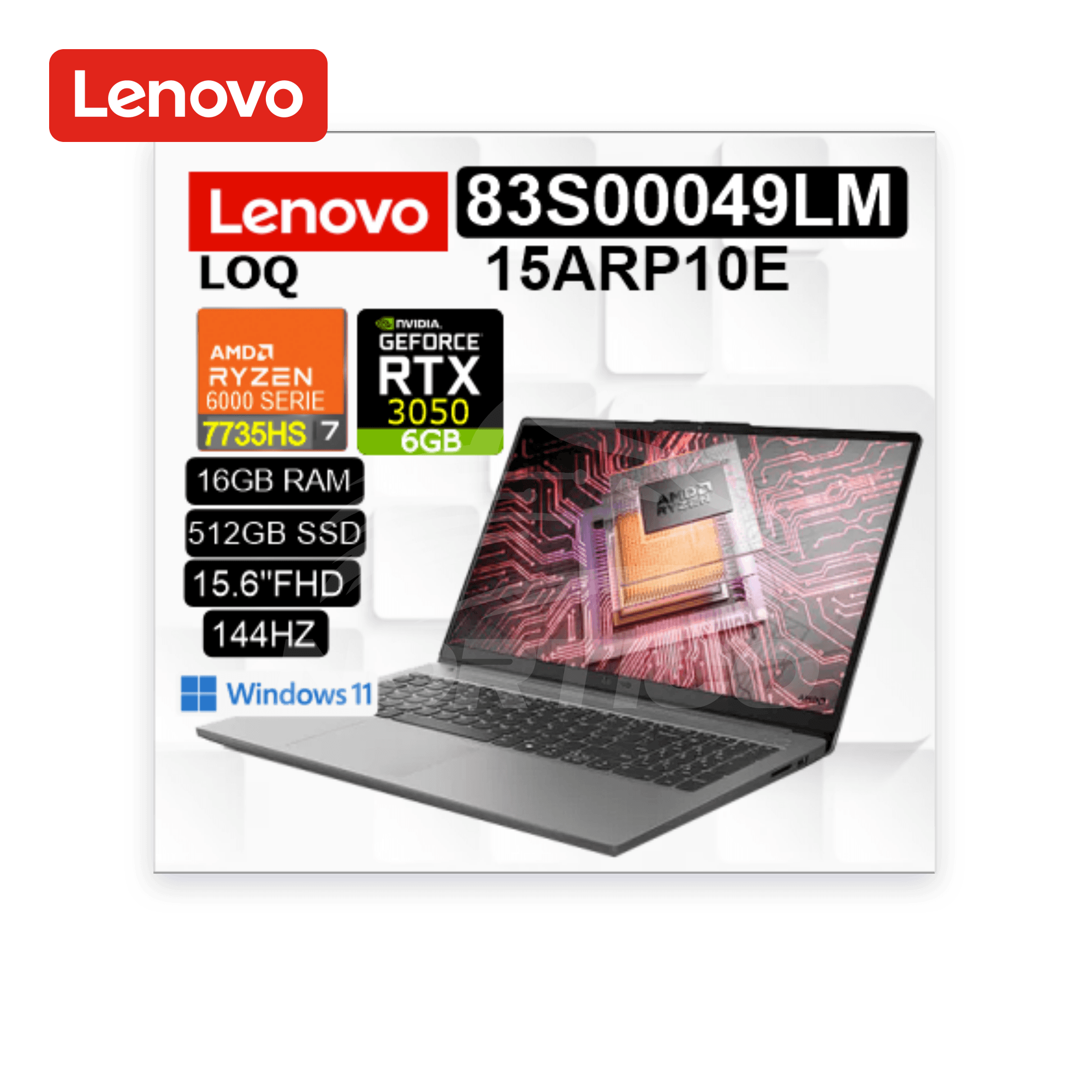 Laptop Lenovo LOQ Essential 15ARP10E Ryzen 7-7735HS 16GB 512GB SSD RTX 3050 15.6" (83S00049LM) 5