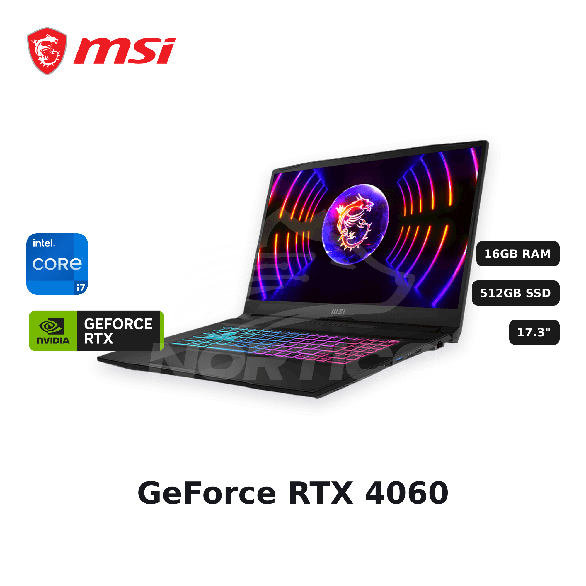 Laptop MSI Katana 17 B13VFK Core I7-13620H 16GB 512GB SSD RTX 4060 17.3" (9S7-17L541-193)