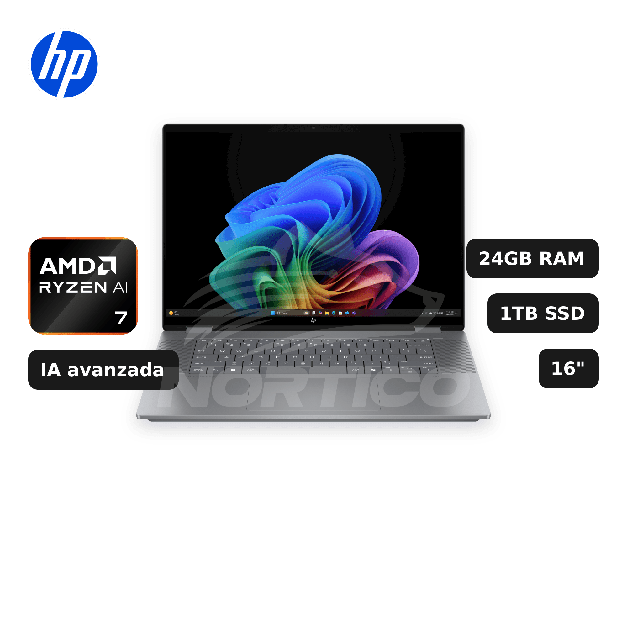 Laptop HP OmniBook X Flip 16-AR0033DX Refurbished Ryzen AI 7-350 24GB 1TB SSD 16" (B5UJ5UAR#ABA)