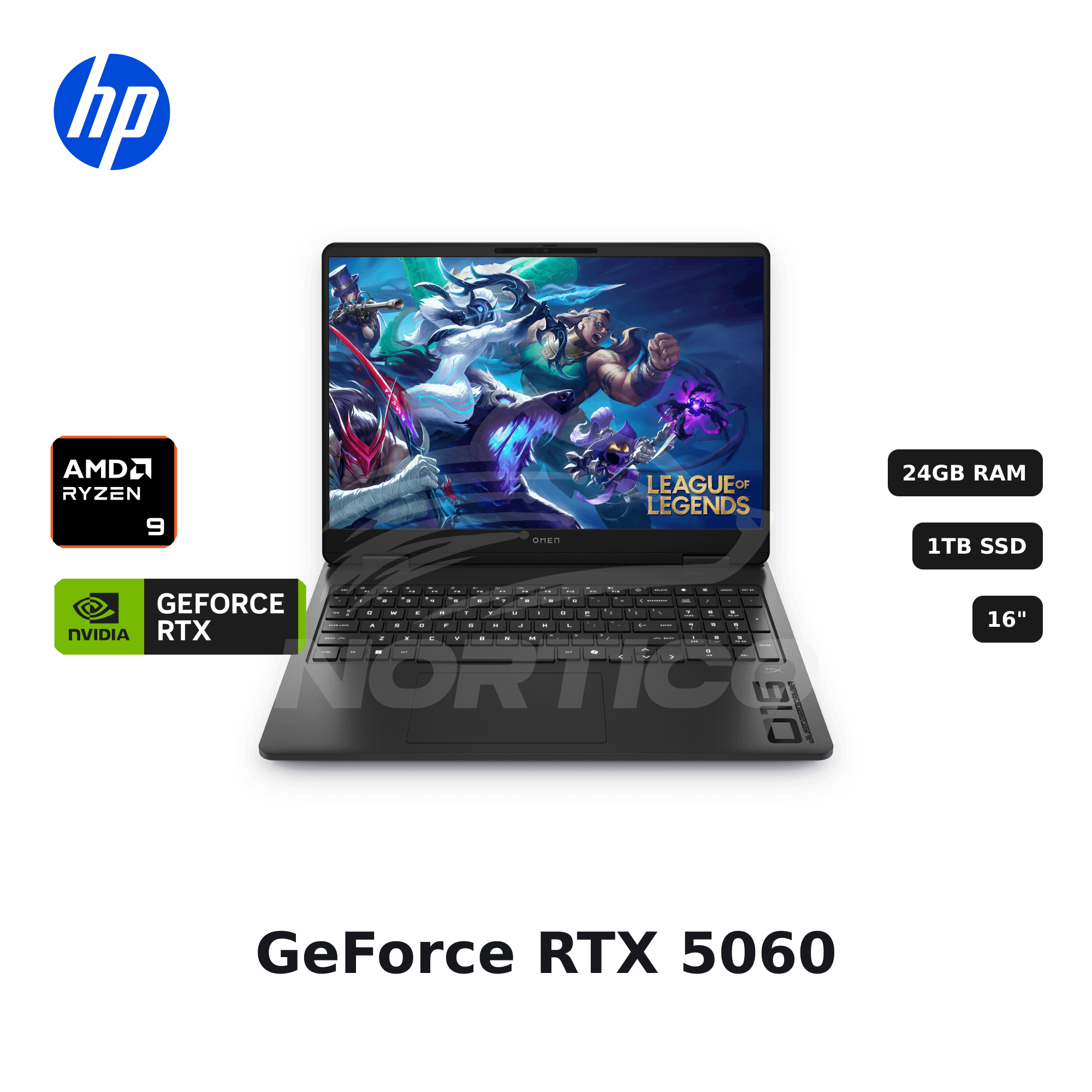 Laptop HP OMEN 16-AP0008LA Ryzen 9-8940HX 24GB 1TB SSD RTX 5060 16" (C2DA1LA#ABM)