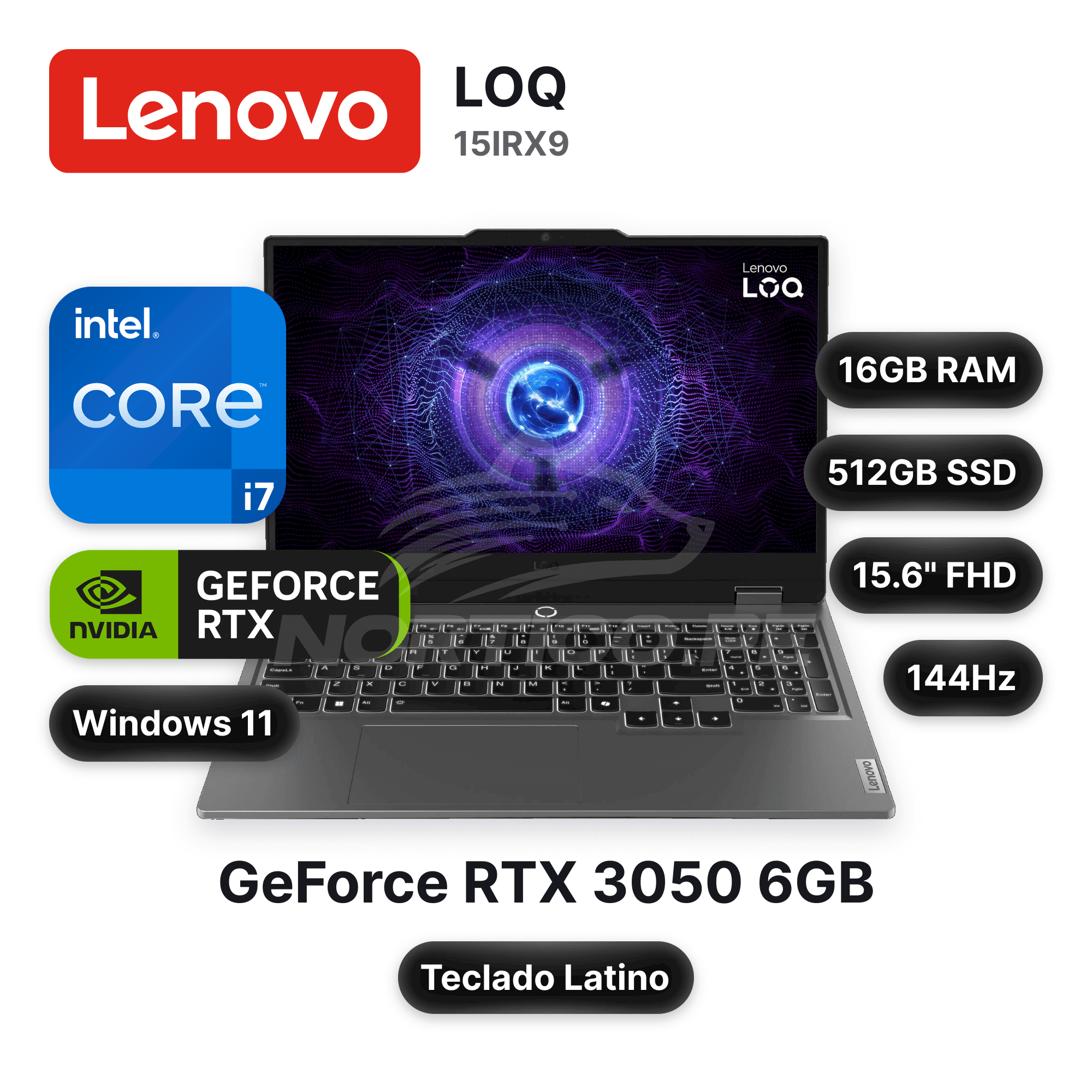 Laptop Lenovo LOQ 15IRX9 Core I7-13650HX 16GB 512GB SSD RTX 3050 15.6" (83DV0187LM)
