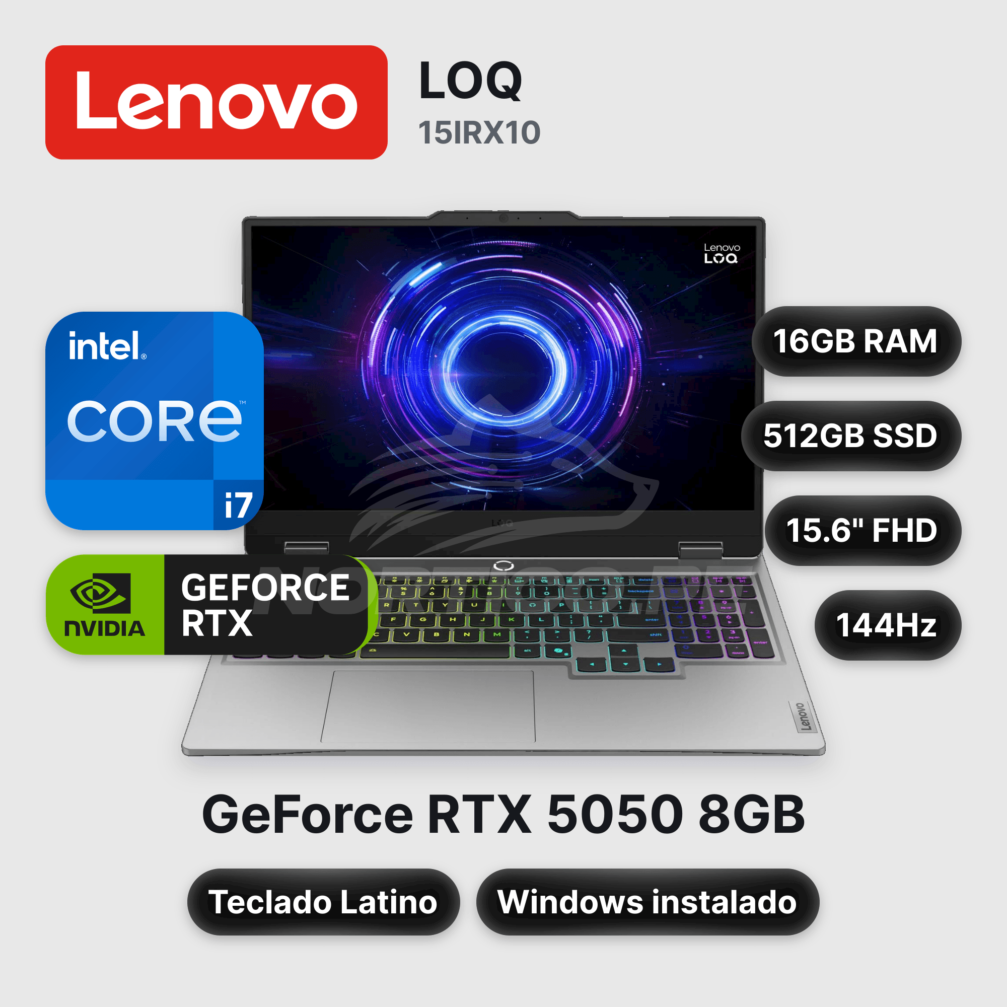 Laptop Lenovo LOQ 15IRX10 Core I7-13650HX 16GB 512GB SSD RTX 5050 15.6" (83JE01JYLM)