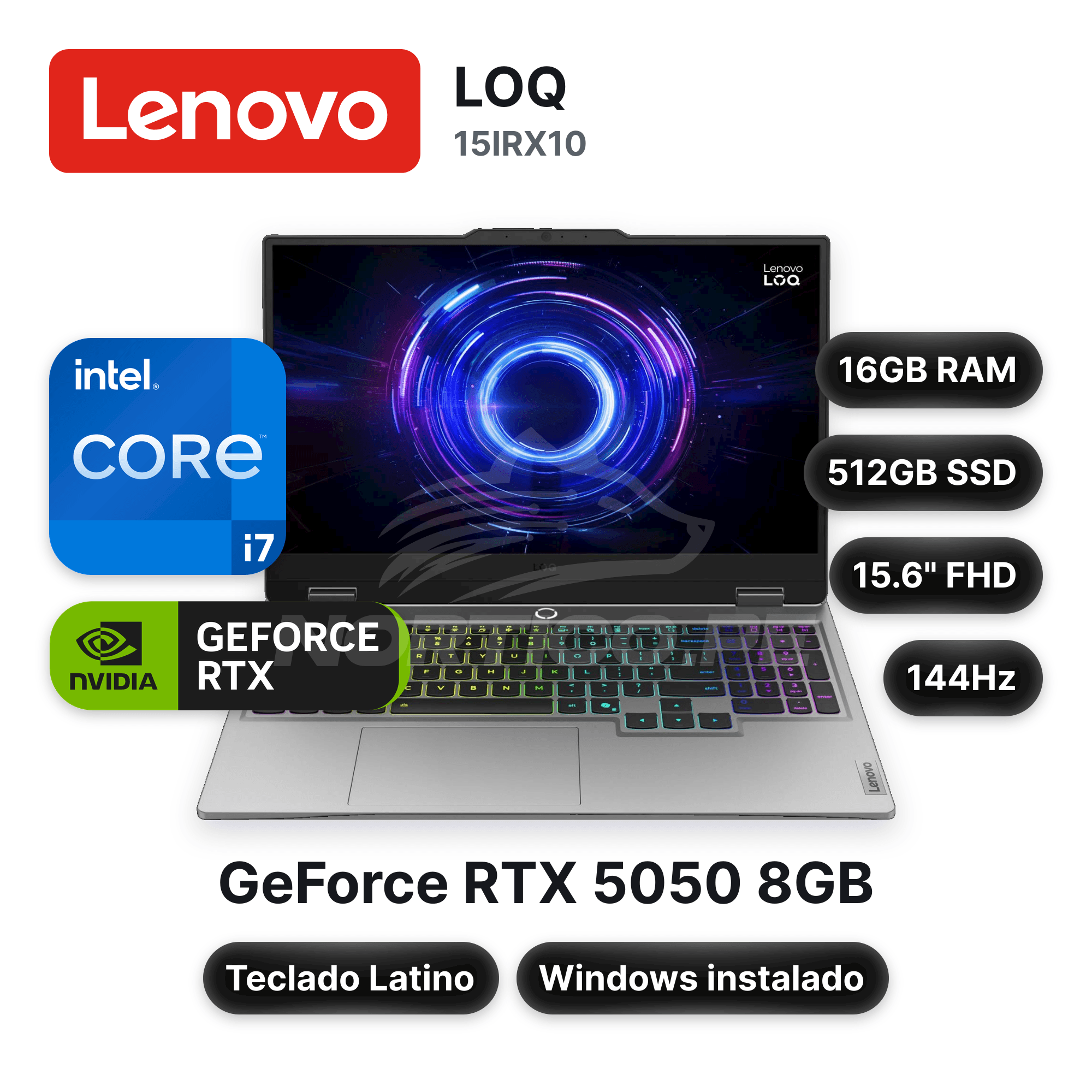 Laptop Lenovo LOQ 15IRX10 Core I7-13650HX 16GB 512GB SSD RTX 5050 15.6" (83JE01JYLM)