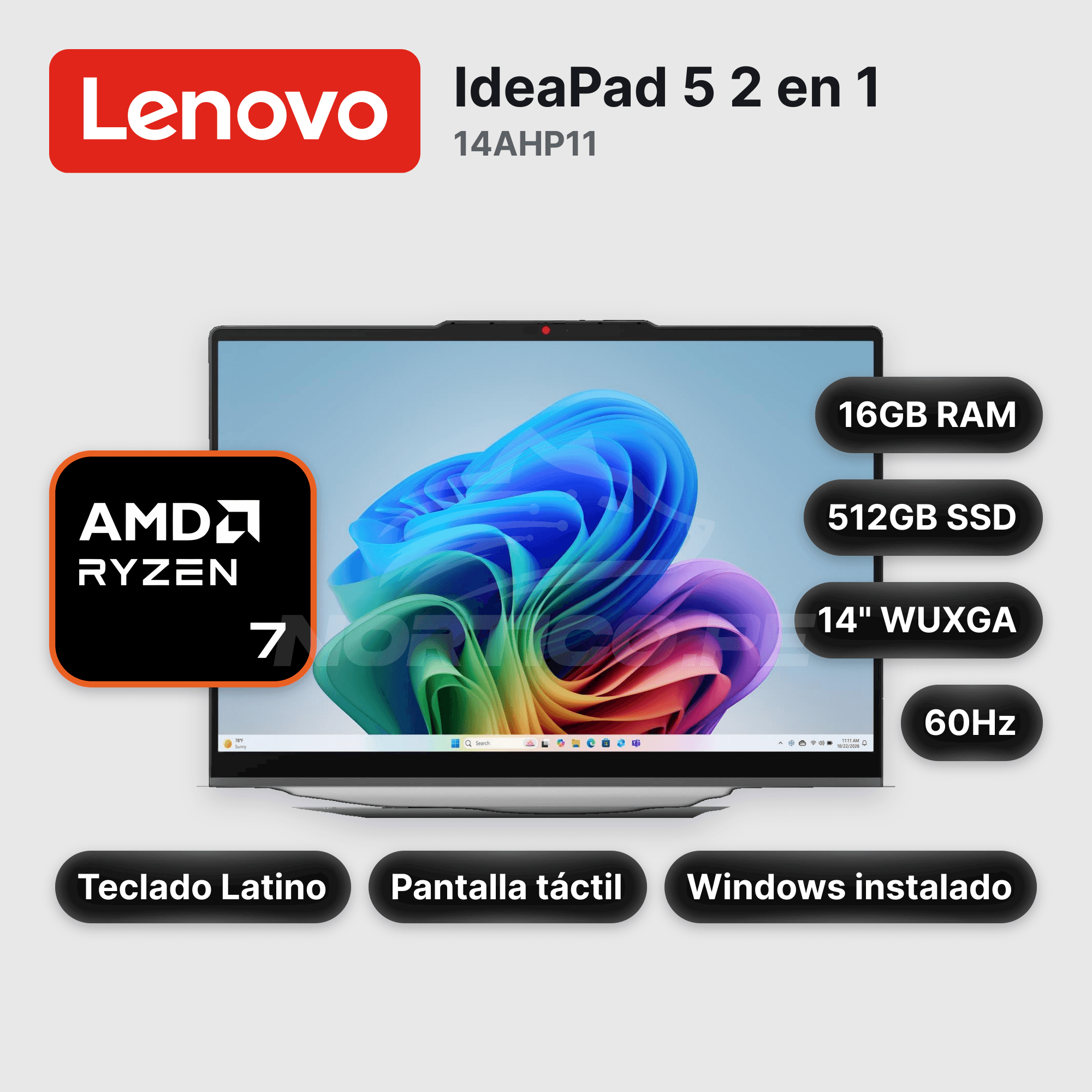 Laptop Lenovo IdeaPad 5 2 en 1 14AHP11 Ryzen 7-250 16GB 512GB SSD 14" (83UJ0012LM)