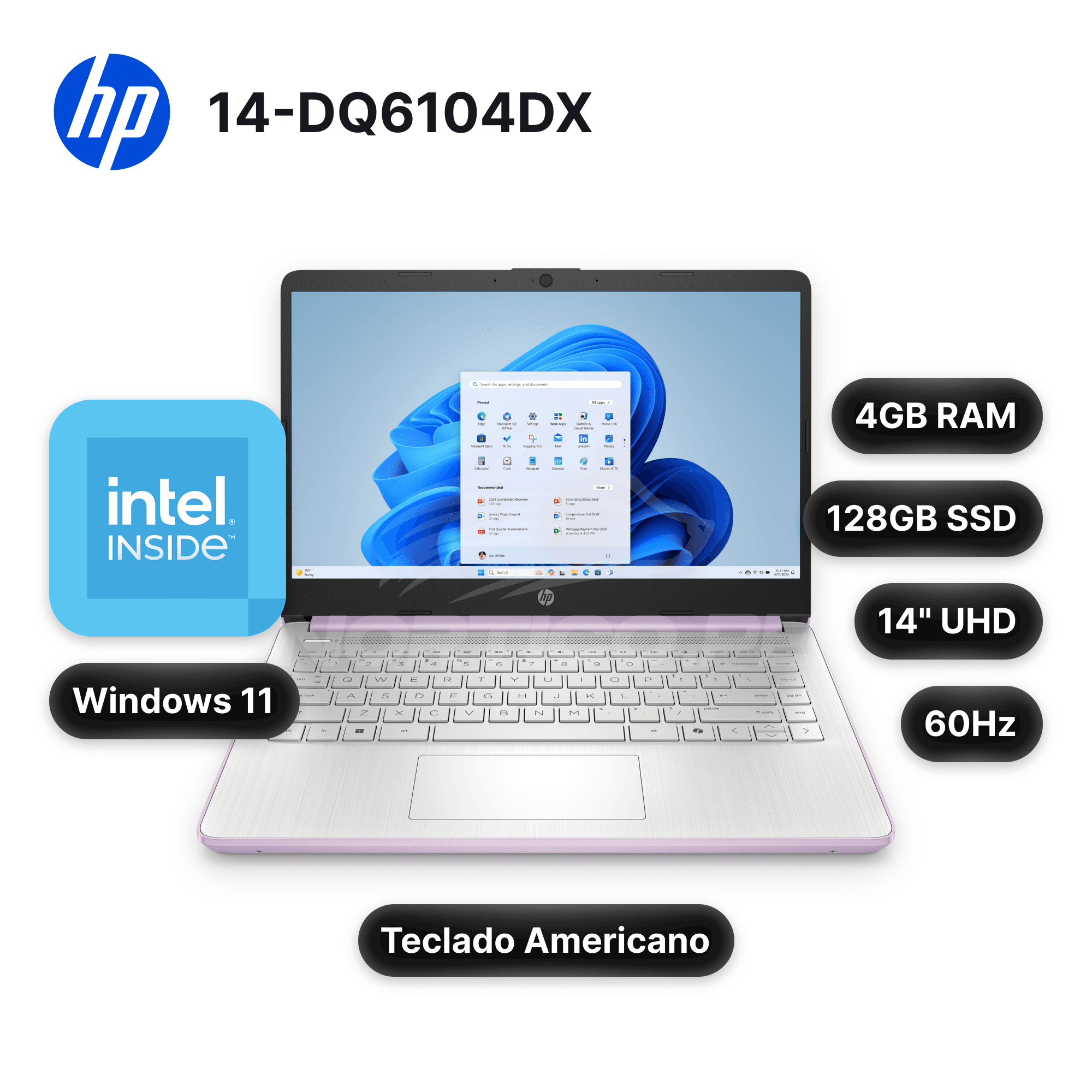 Laptop HP 14-DQ6104DX N150 4GB 128GB UFS 14" (D0SN8UA#ABA)