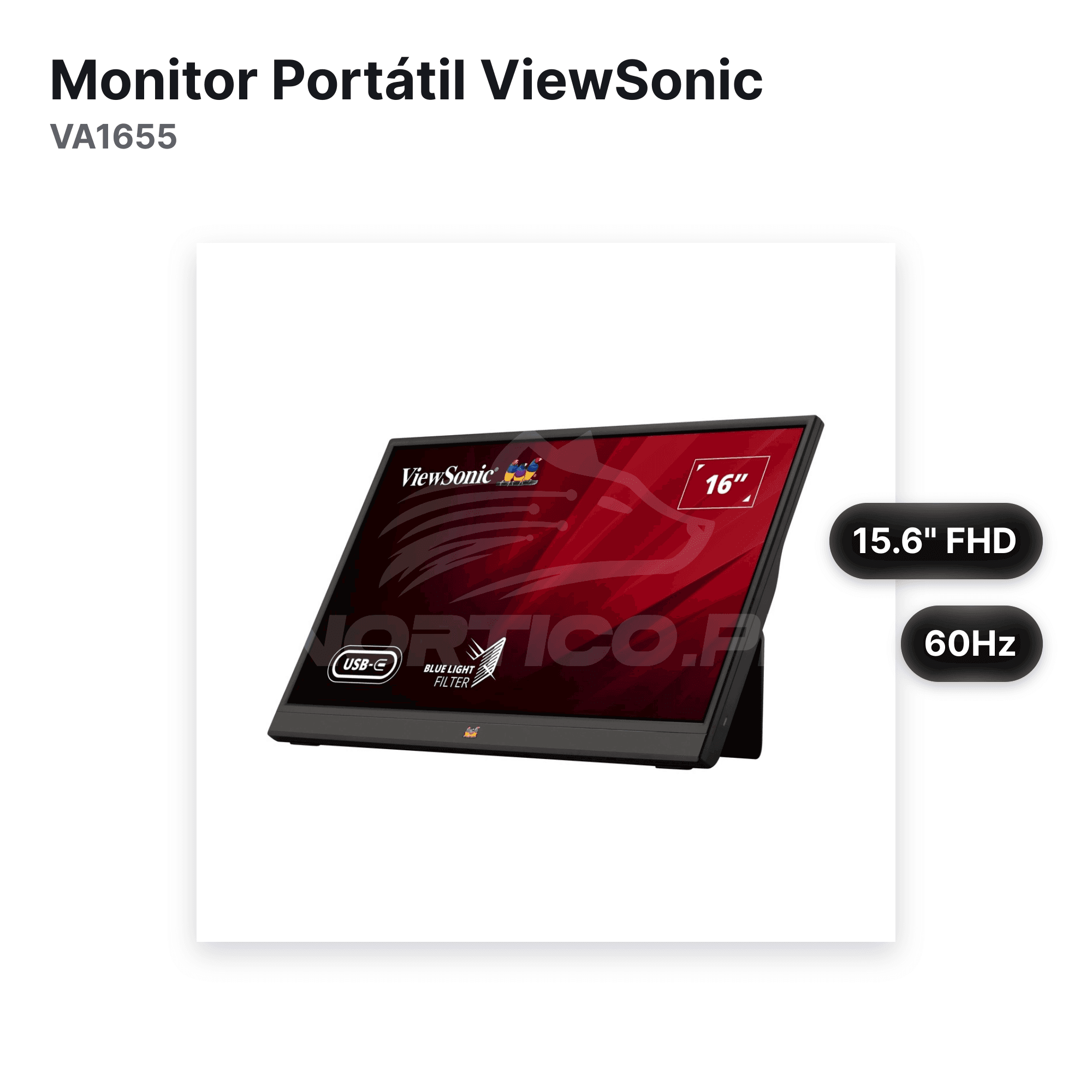 Monitor Portátil ViewSonic VA1655 15.6" FHD IPS 60Hz (VS17890)