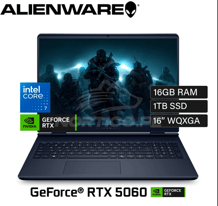 Laptop Alienware Dell 16 Aurora Core 7-240H 16GB 1TB SSD RTX 5060 16" (LAC16250-7469BLU-PUS)
