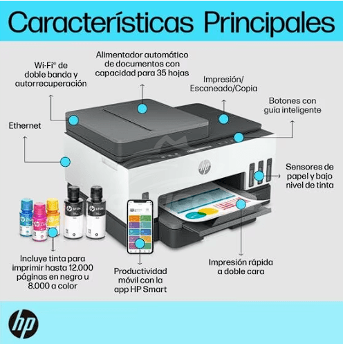 IMPRESORA MULTIFUNCIONAL HP SMART TANK 750 WIFI/BT/LAN 2