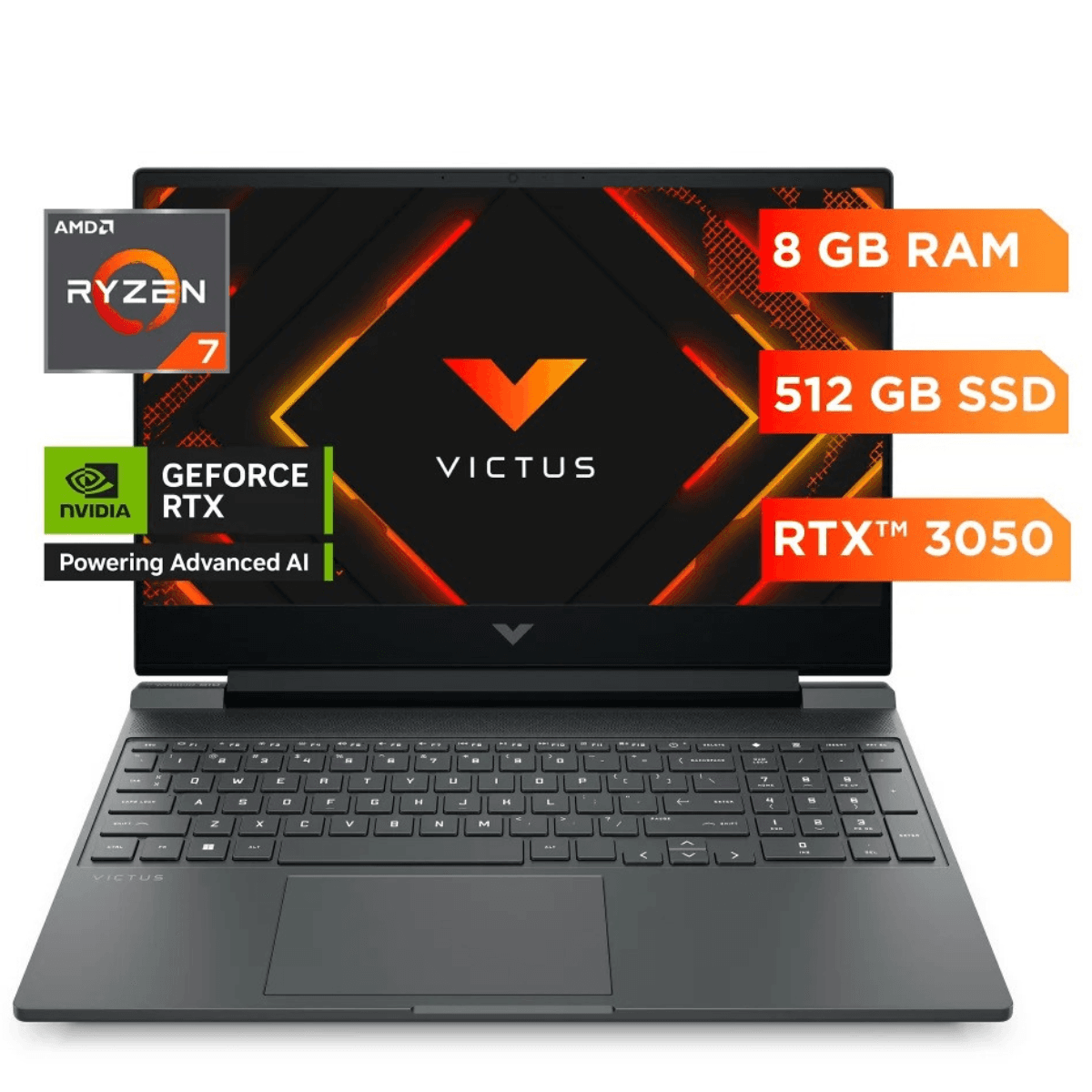 Laptop HP Victus 15-FB3018LA AMD Ryzen 7 7445H 8GB RAM 512GB SSD RTX 3050-6GB 15.6" FHD - 144Hz