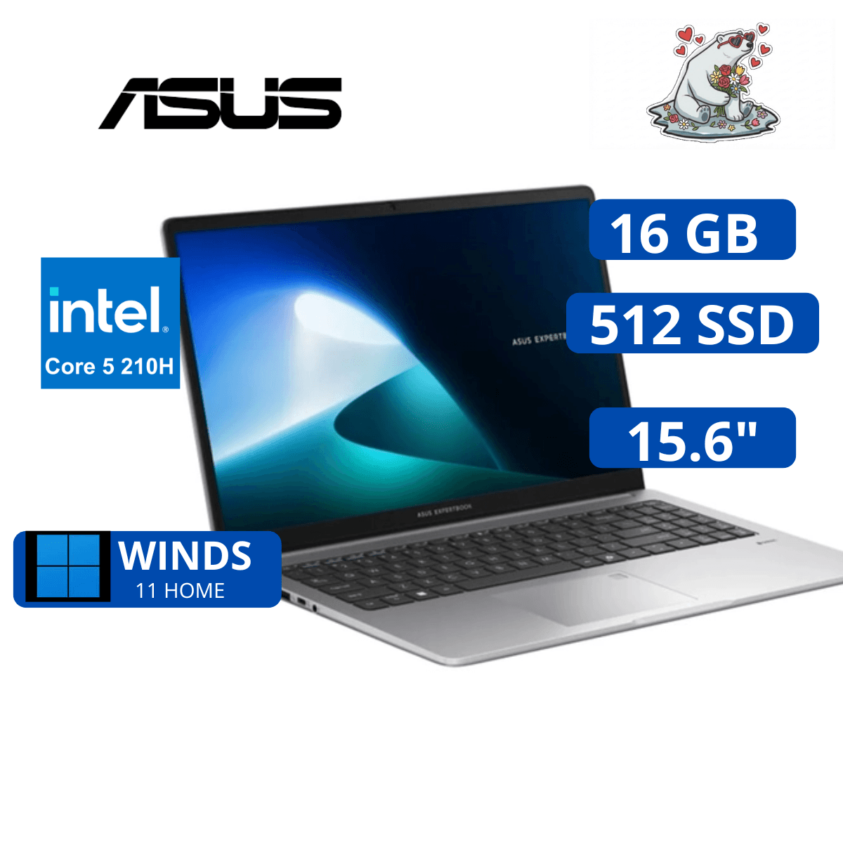 ASUS ExpertBook INTEL CORE 5-210H 16G 512GB 15.6"FHD 