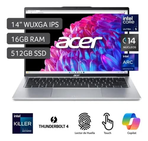 Laptop Intel Core Ultra 5 16gb 512sd W11 Copilot Swift 14"