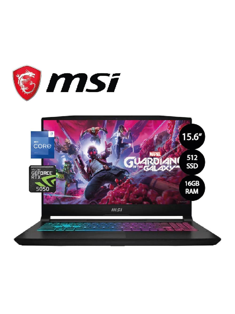 Laptop Gamer MSI KATANA 15 15.6" Intel® Core™ i7 14650HX 16GB RAM 512GB SSD GEFORCE RTX5050 B14WEK-001US Negro