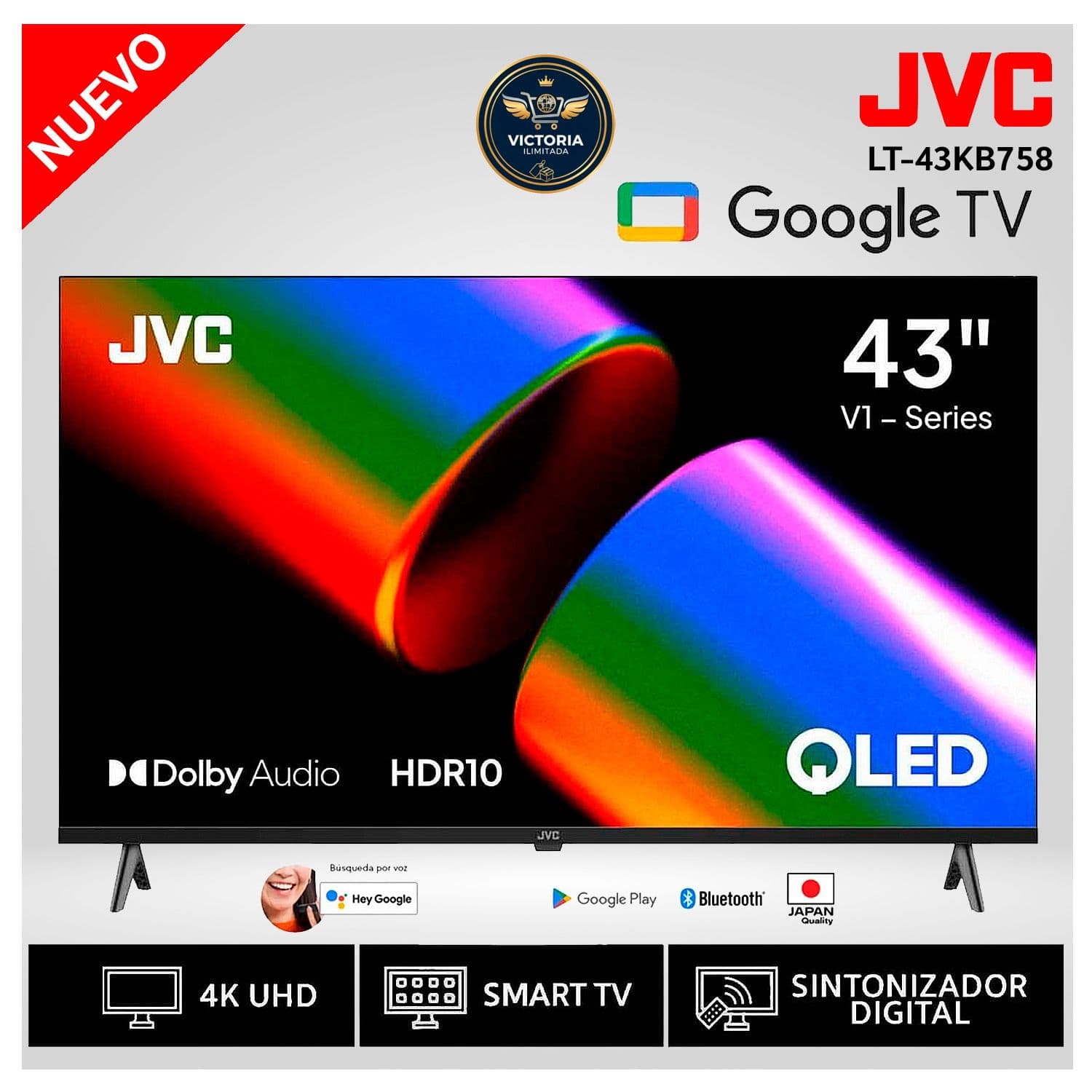 Televisor JVC 43 QLED Google TV LT-43KM4584 Modelo Nuevo
