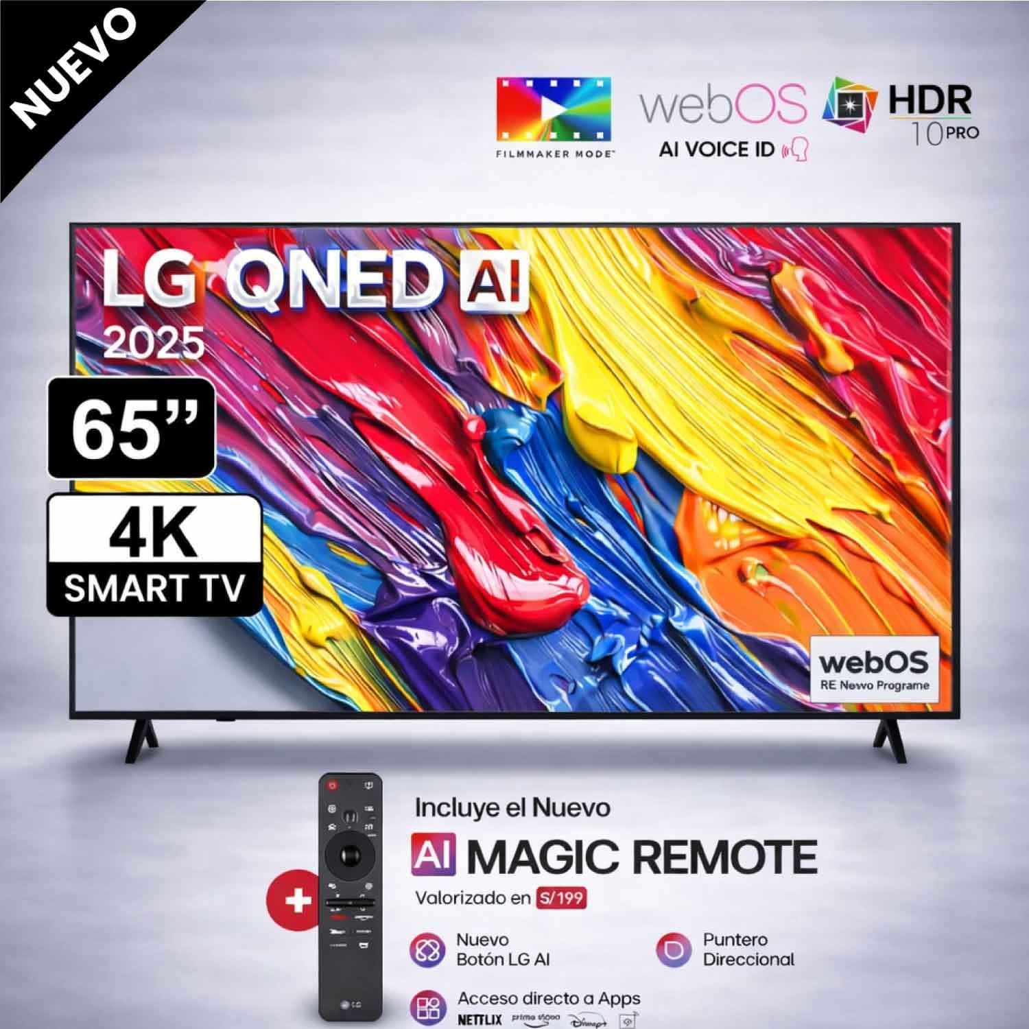 Televisor LG QNED 4K THINQ AI SMART 65 65QNED82ASG 2025