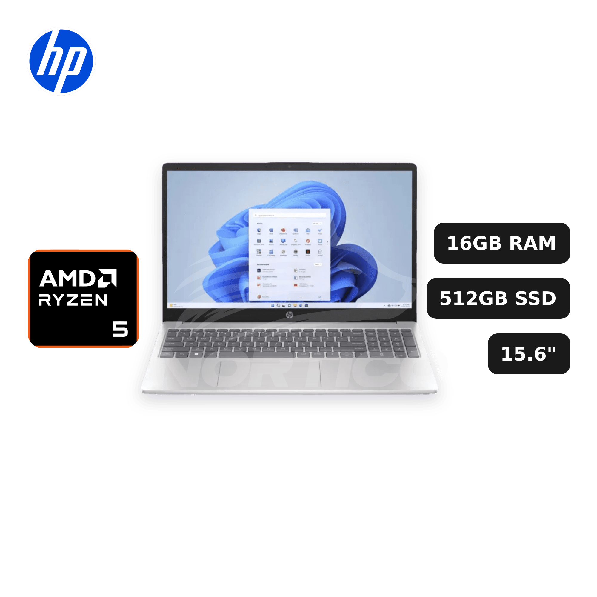 Laptop HP 15-fc0356la Ryzen 5-7530U 16GB 512GB SSD 15.6" (D6ZS8LA#ABM)