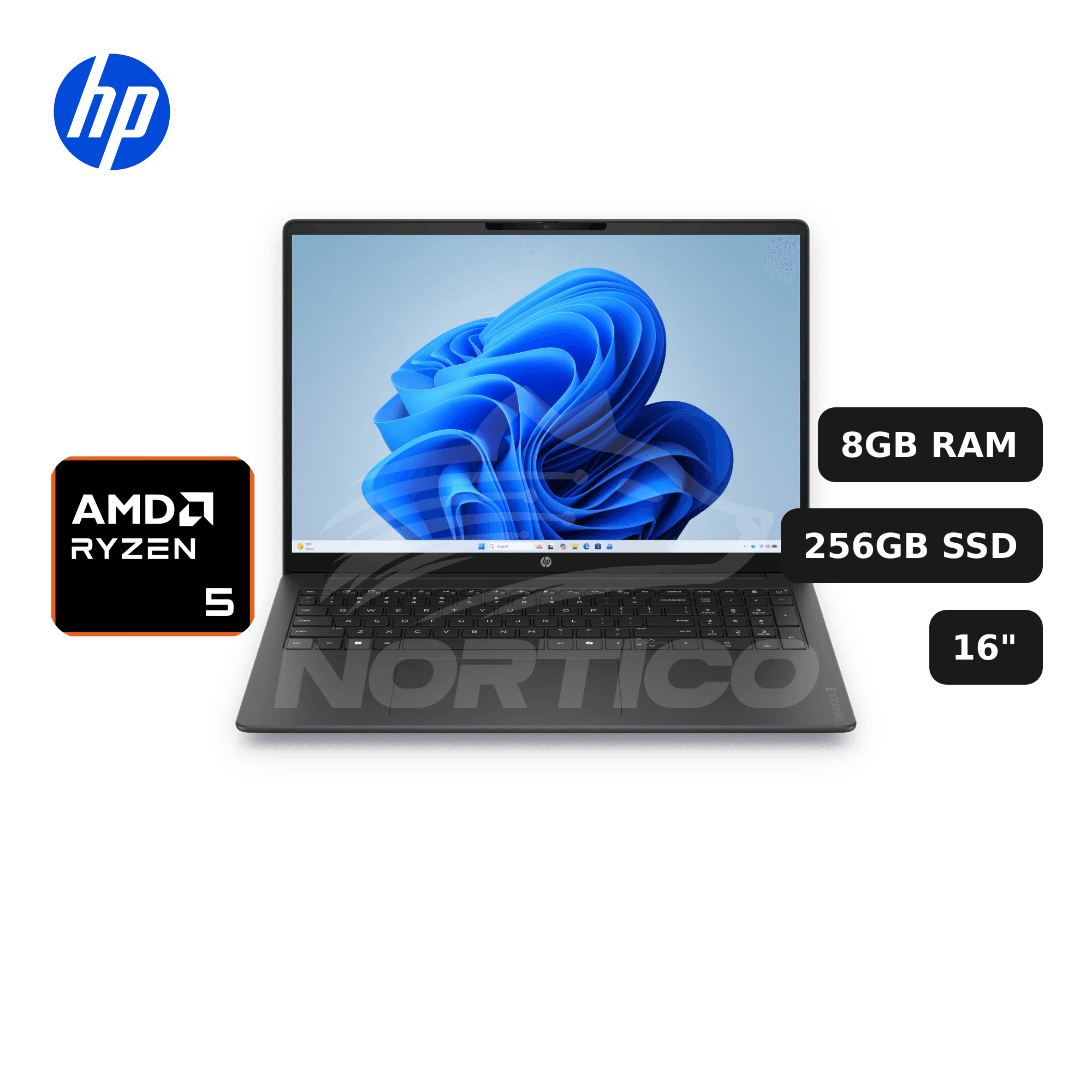 Laptop HP OmniBook 3 16-by0015dx Ryzen 5-40 8GB 256GB SSD Radeon 610M 16" (D7NF2UA#ABA)