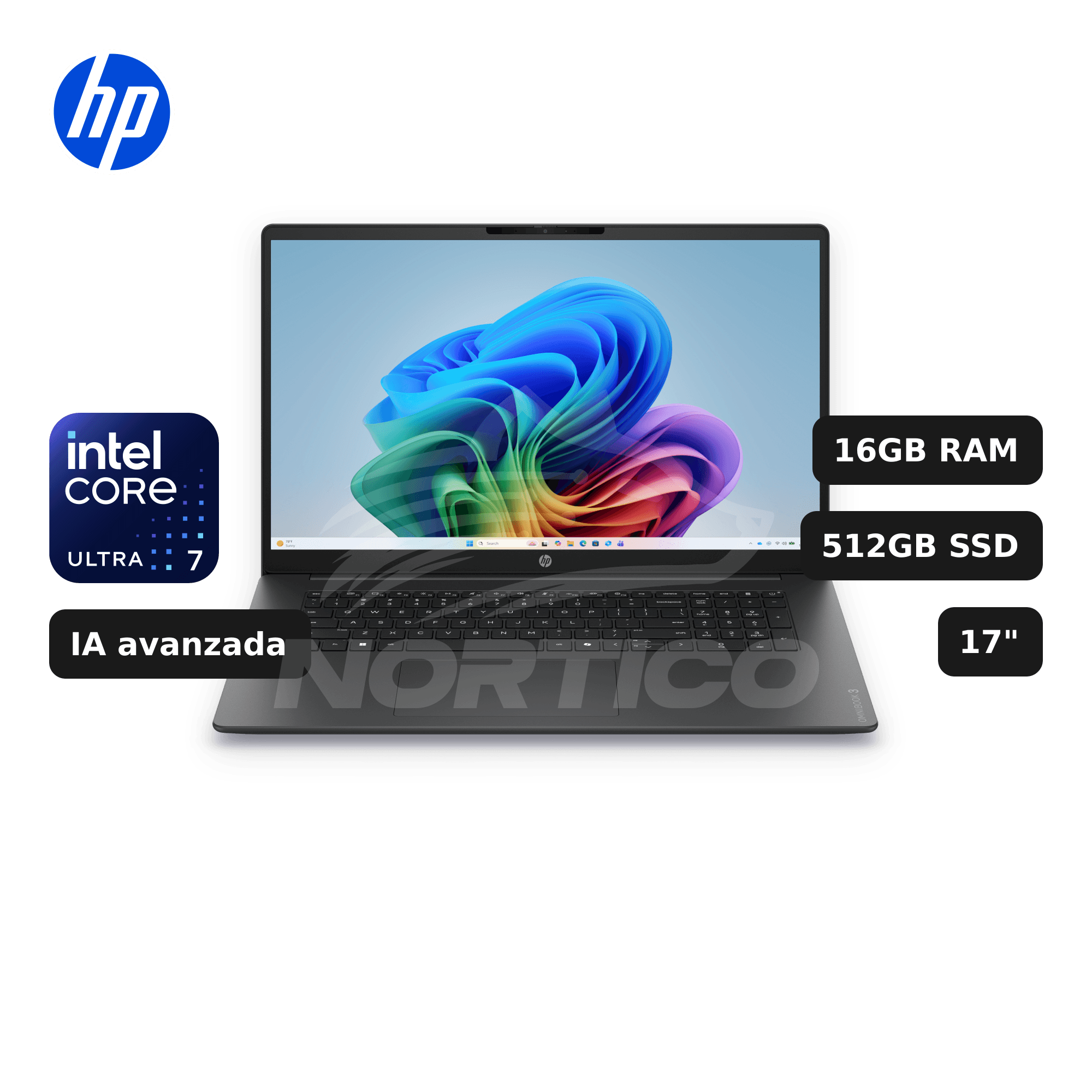 Laptop HP OmniBook 3 17-DG0107DX Core Ultra 7-255U 16GB 512GB SSD 17" (D7NF3UA#ABA)