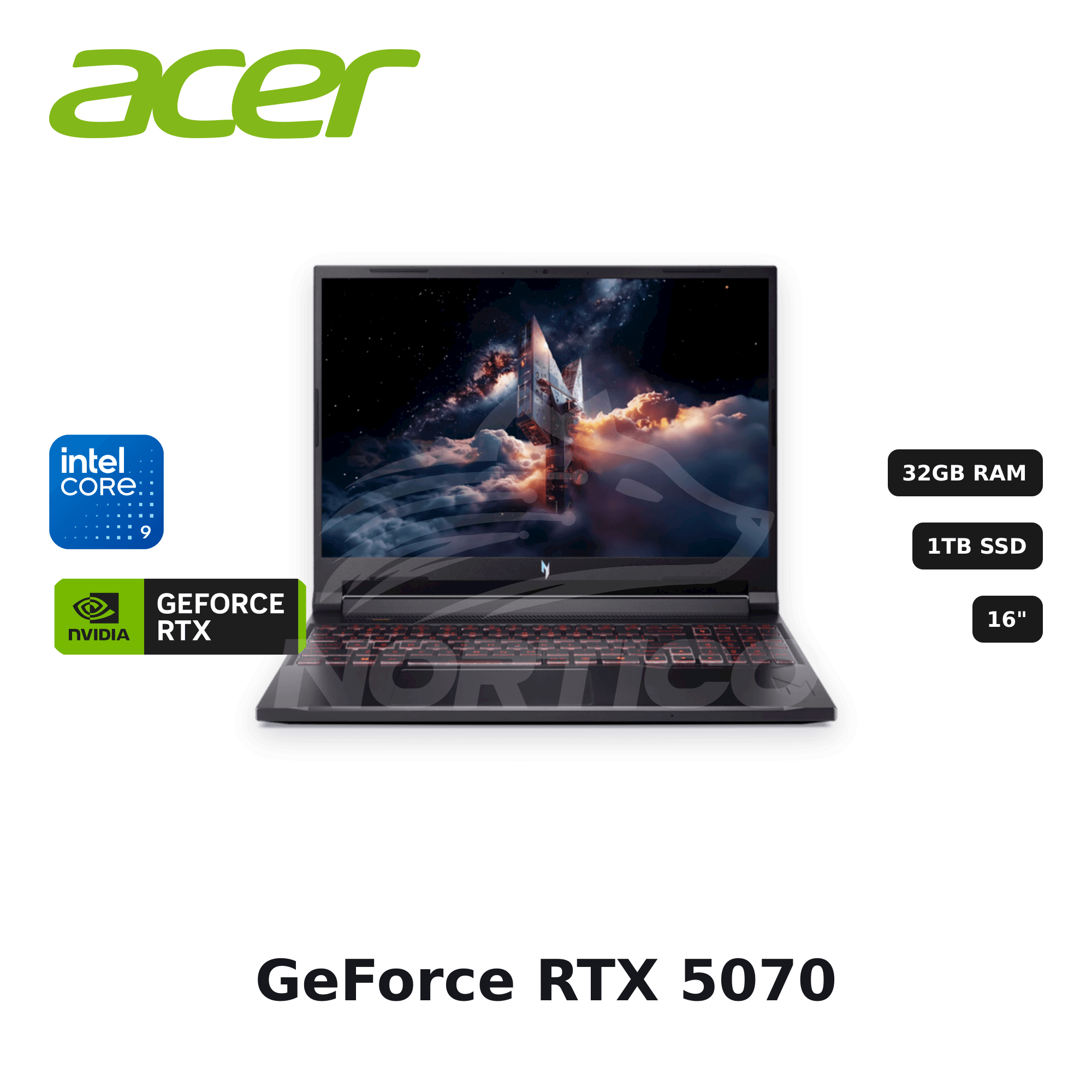 Laptop Acer Nitro V 16 ANV16-72 Core 9-270H 32GB 1TB SSD RTX 5070 16" (NH.U2FAA.003)