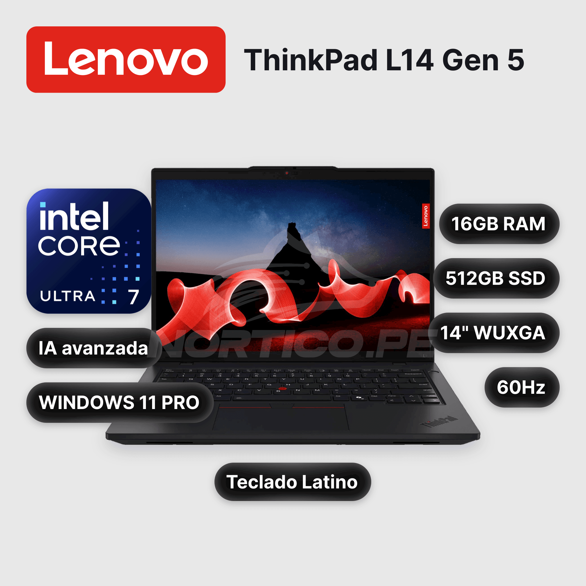 Laptop Lenovo ThinkPad L14 Gen 5 Core Ultra 7-165U 16GB 512GB SSD 14" (21L2S71S06-R2)