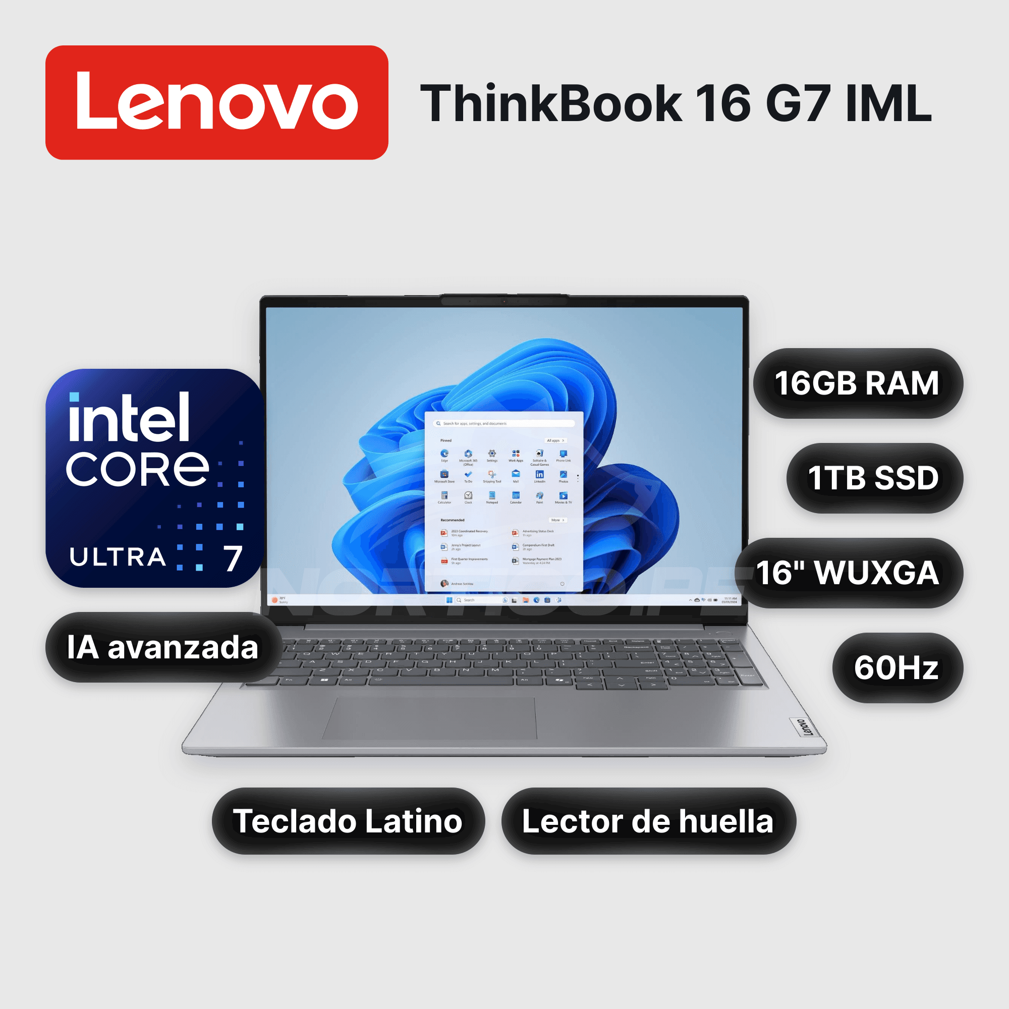 Laptop Lenovo ThinkBook 16 G7 IML Core Ultra 7-155H 16GB 1TB SSD 16" (21MS00CDLM)