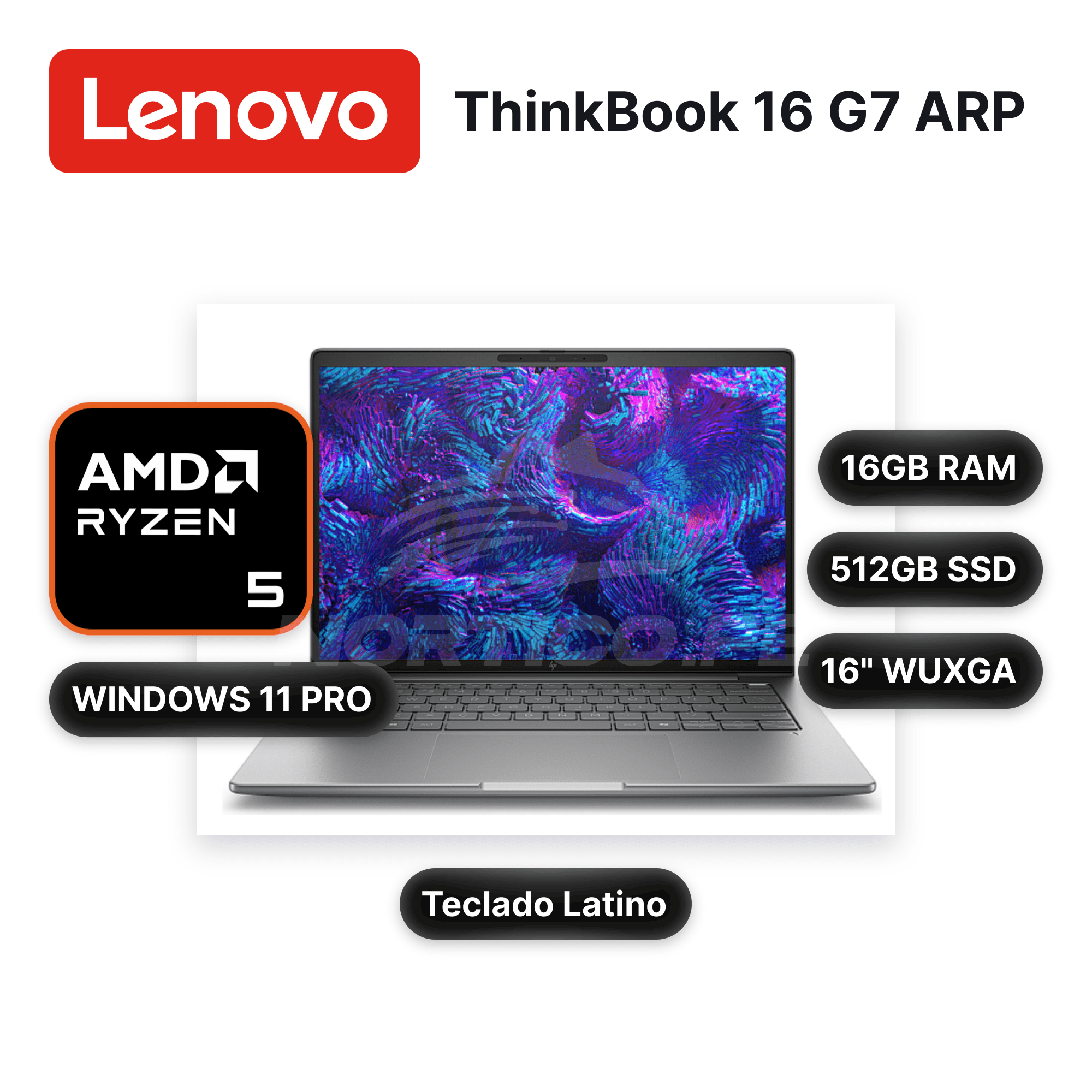 Laptop Lenovo ThinkBook 16 G7 ARP Ryzen 5-7535HS 16GB 512GB SSD 16" (21MW006HCL-RP2)