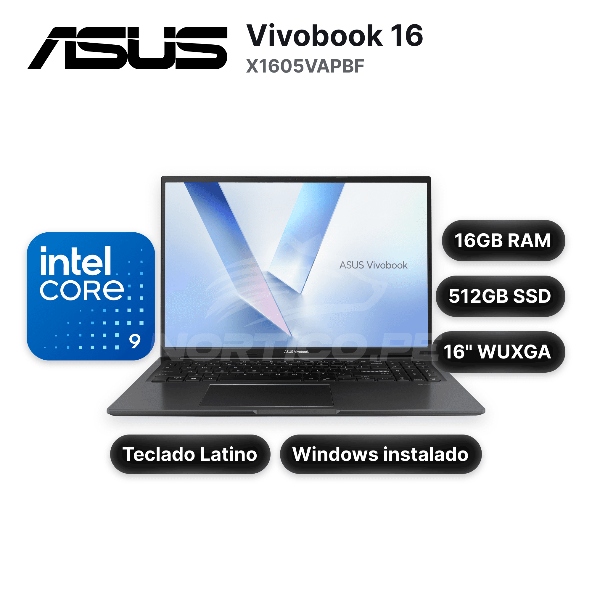 Laptop ASUS Vivobook 16 X1605VAPBF Core 9-270H 16GB 512GB SSD 16" (90NB13W3-M00XH0)