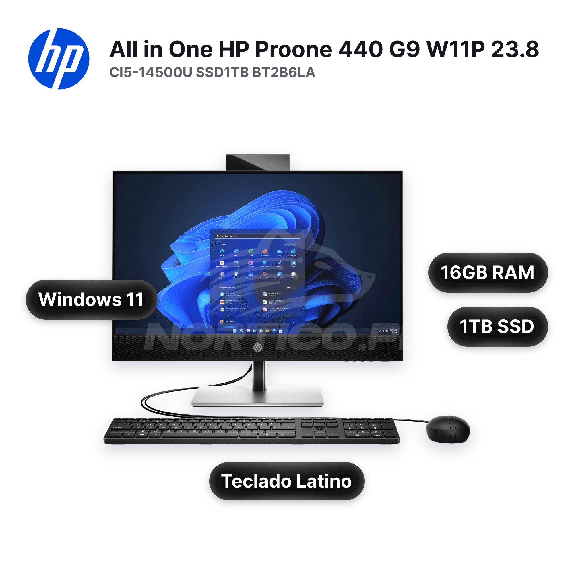 All in One HP Proone 440 G9 CI5-14500U SSD1TB W11P 23.8 BT2B6LA Core i5-14500 16GB 1TB SSD 23.8" 4K (BT2B6LA#ABM)