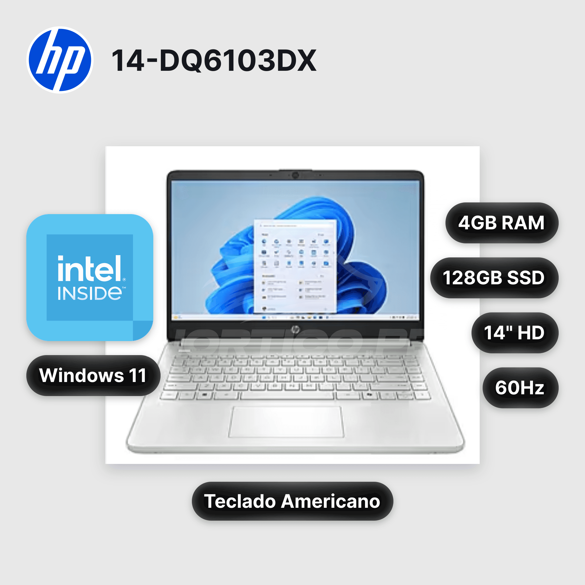 Laptop HP 14-DQ6103DX N150 4GB 128GB UFS 14" (D0SN7UA#ABA)