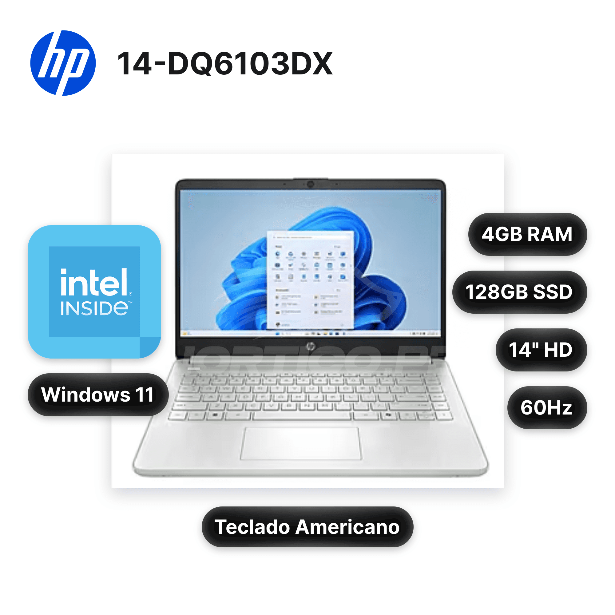 Laptop HP 14-DQ6103DX N150 4GB 128GB UFS 14" (D0SN7UA#ABA)