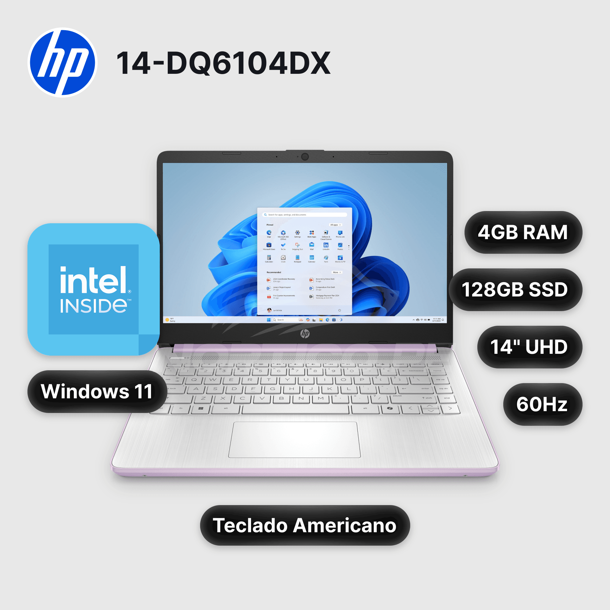 Laptop HP 14-DQ6104DX N150 4GB 128GB UFS 14" (D0SN8UA#ABA)