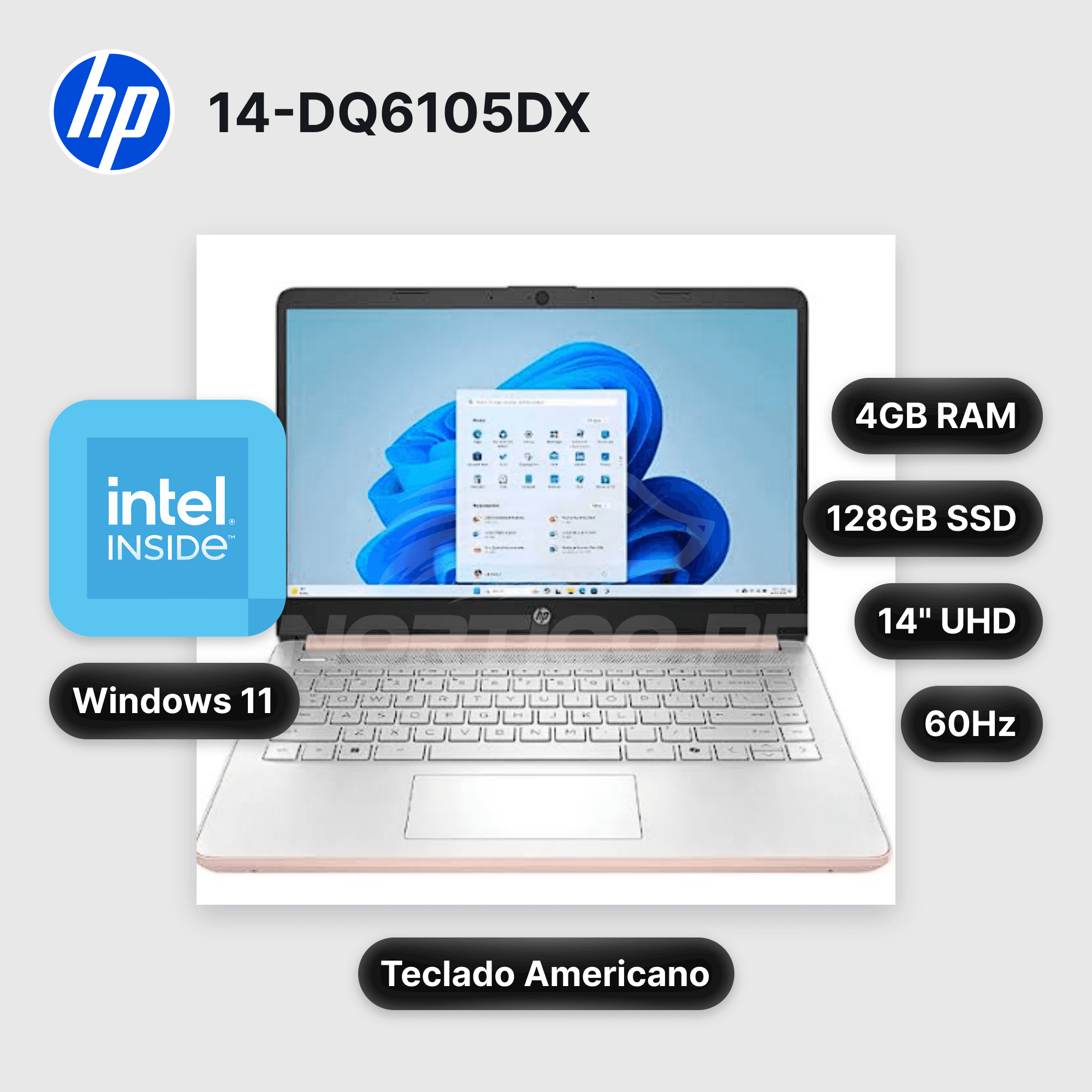 Laptop HP 14-DQ6105DX N150 4GB 128GB UFS 14" (D0SN9UA#ABA)