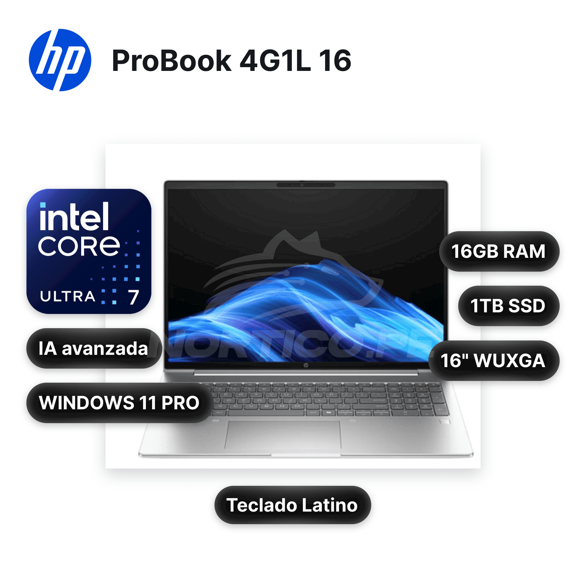 Laptop HP ProBook 4G1L 16 Core Ultra 7-255U 16GB 1TB SSD 16" (D66V3LT#ABM)
