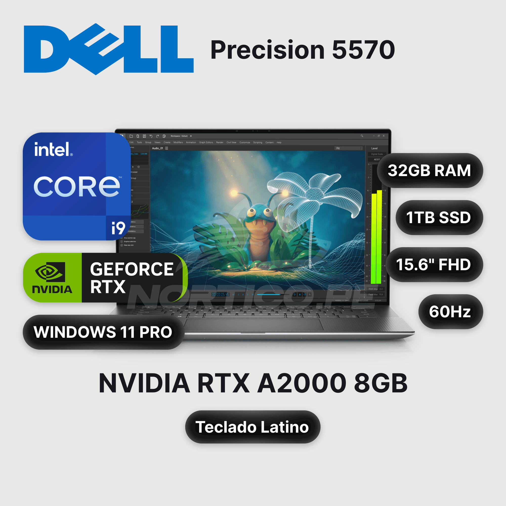 Laptop Dell Precision 5570 Core I9-12900H 32GB 1TB SSD RTX A2000 15.6" Open box (DELL-PRECISION-5570-R2)