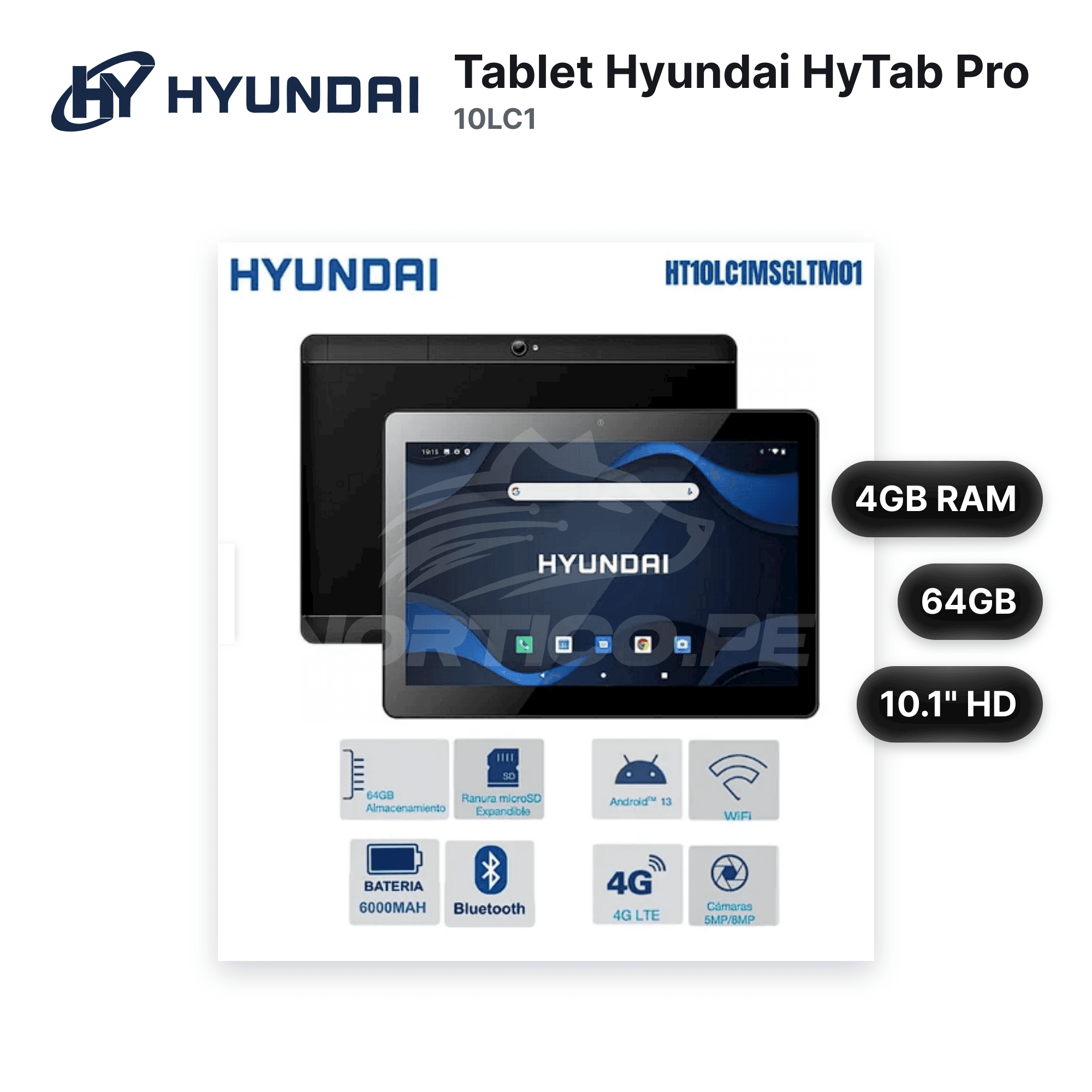 Tablet Hyundai HyTab Pro 10LC1 64GB 4GB RAM 10.1" WiFi + 4G LTE (HT10LC1MSGLTM01)