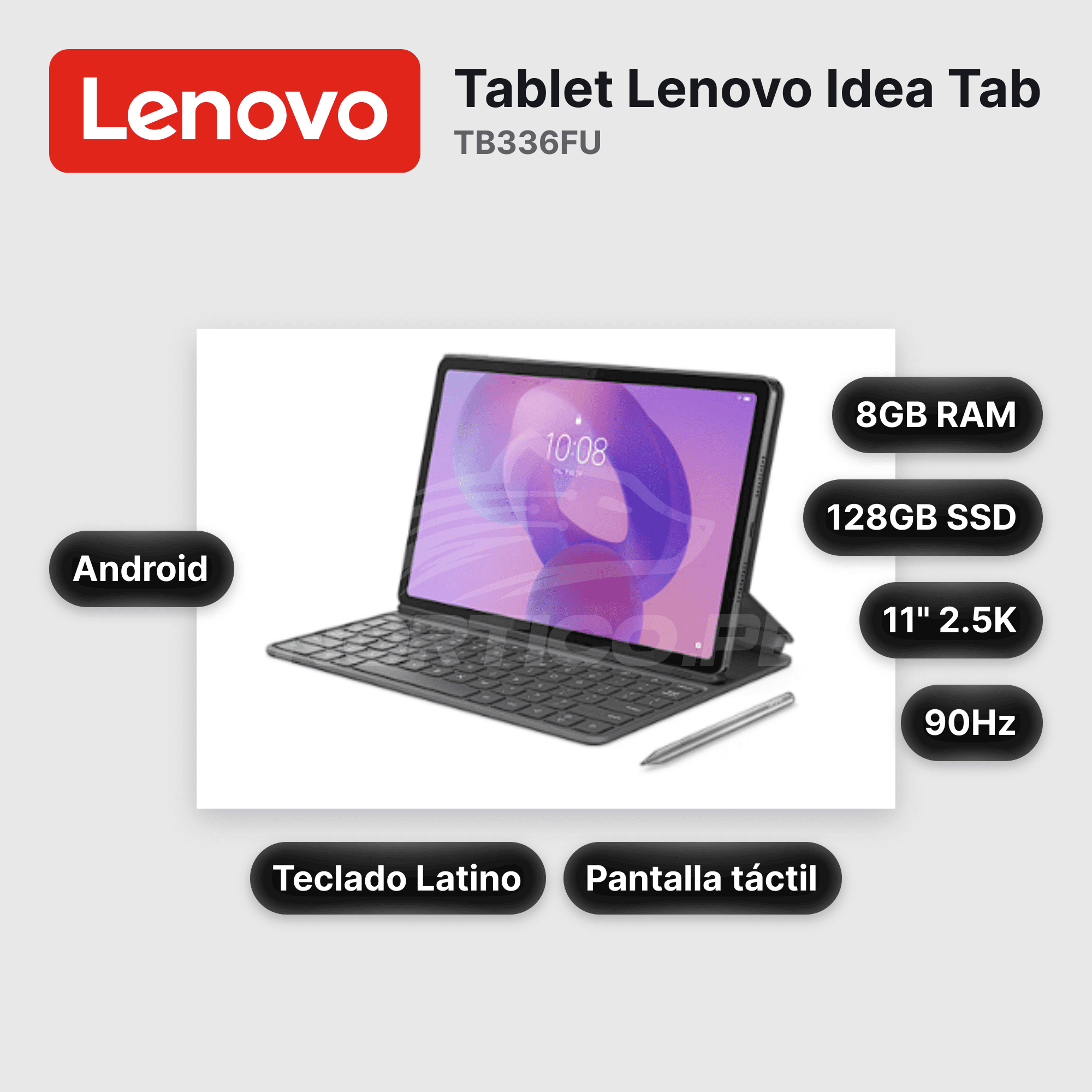 TABLET LENOVO IDEA TAB TB336FU 8GB 128GB WIFI 11" (2560X1600) IPS 90HZ LUNA GREY