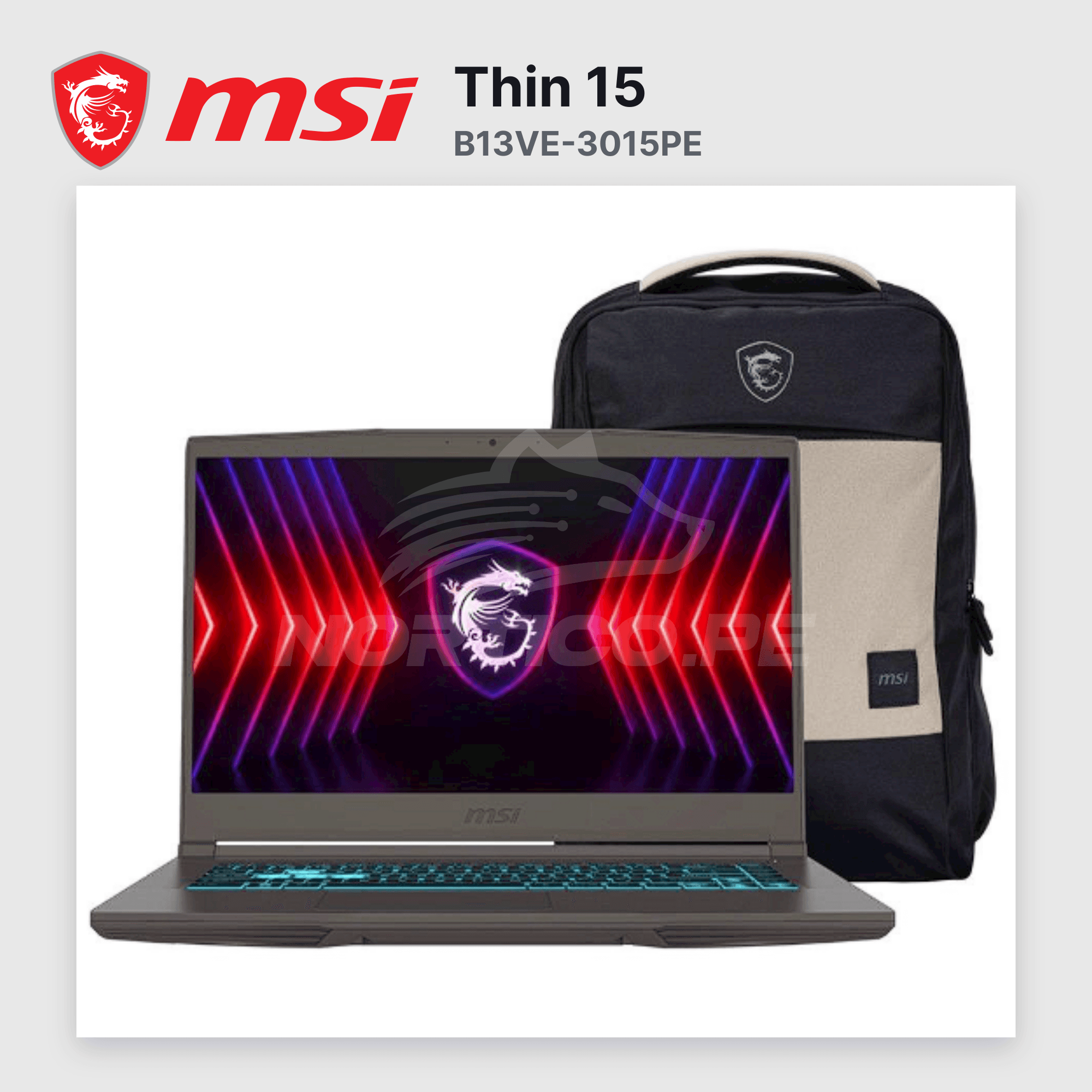 Laptop MSI Thin 15 B13VE Core I7-13620H 16GB 512GB SSD RTX 4050 15.6" (9S7-16R831-3015) 2