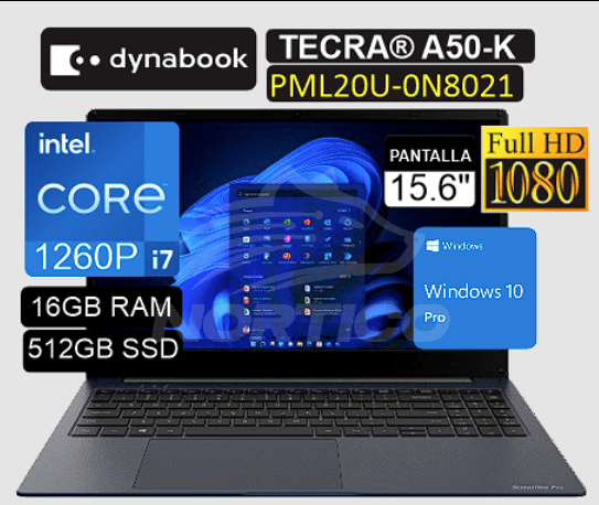 LAPTOP DYNABOOK TECRA A50-K PML20U0N8021 INTEL CORE I7-1260P 16GB 512GB SSD 15.6" FHD 60HZ WIN10 PRO (PML20U-0N8021)