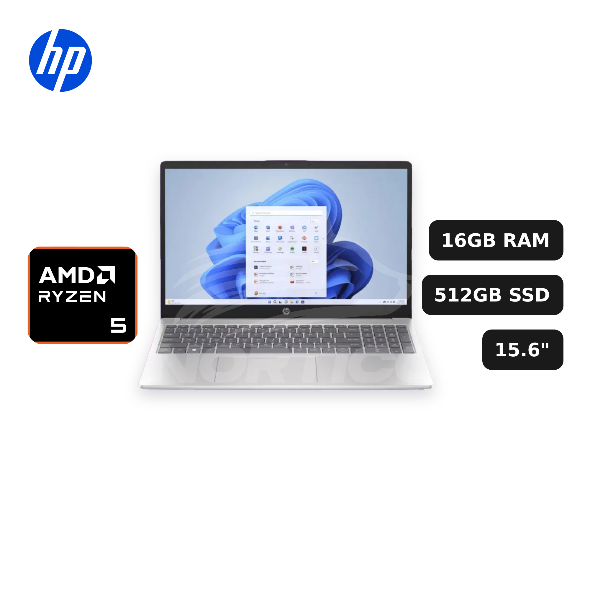 Laptop HP 15-fc0356la Ryzen 5-7530U 16GB 512GB SSD 15.6" (D6ZS8LA#ABM)
