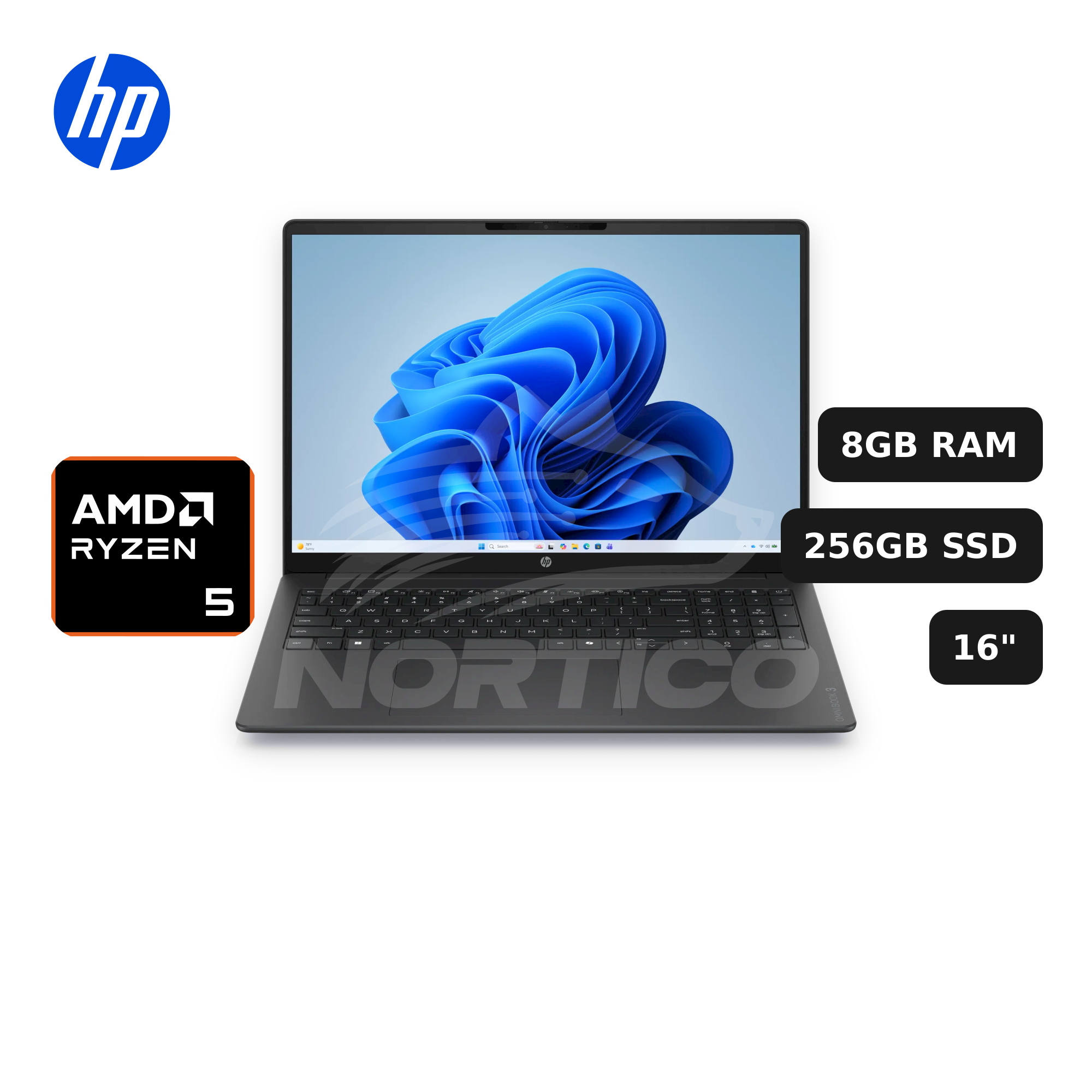 Laptop HP OmniBook 3 16-by0015dx Ryzen 5-40 8GB 256GB SSD Radeon 610M 16" (D7NF2UA#ABA)