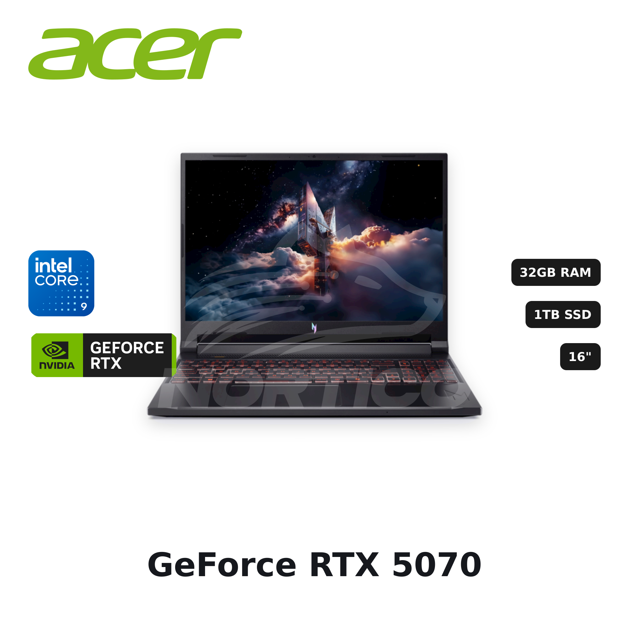 Laptop Acer Nitro V 16 ANV16-72 Core 9-270H 32GB 1TB SSD RTX 5070 16" (NH.U2FAA.003)