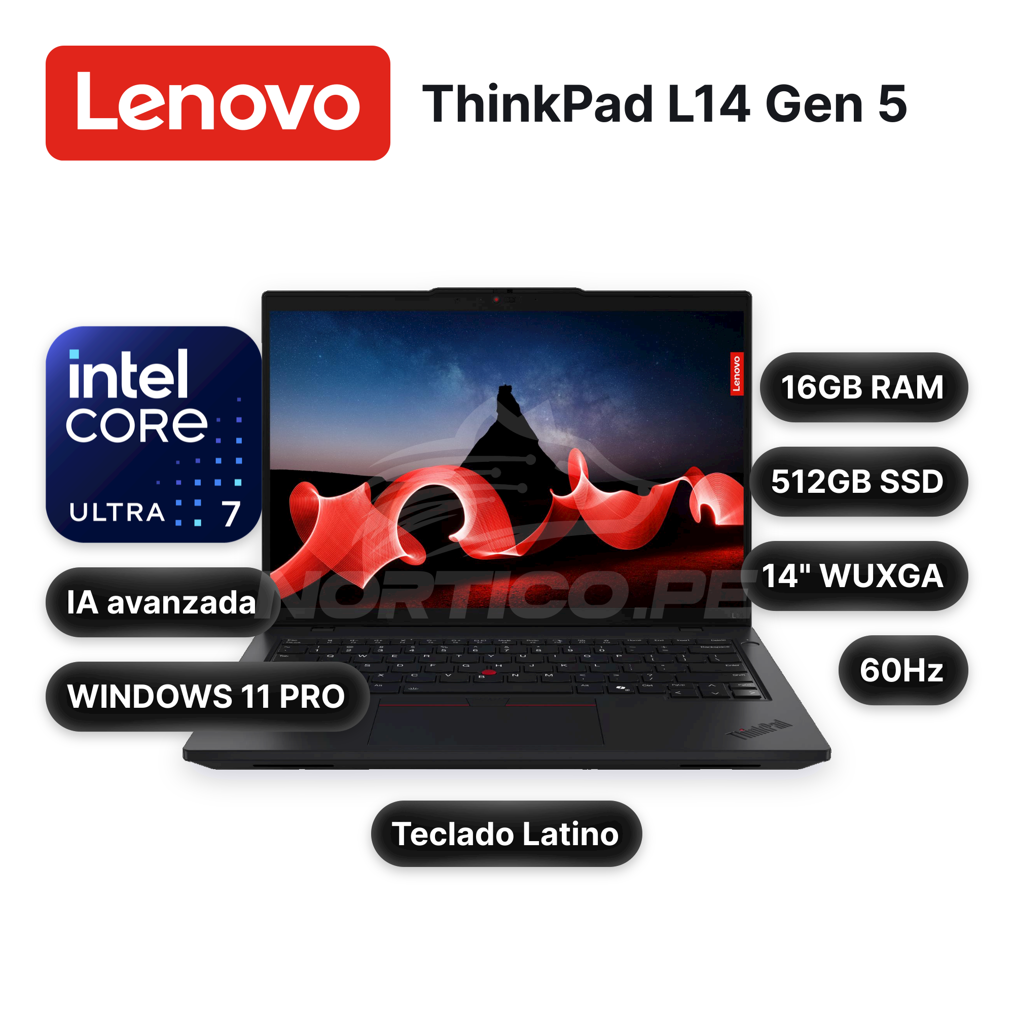 Laptop Lenovo ThinkPad L14 Gen 5 Core Ultra 7-165U 16GB 512GB SSD 14" (21L2S71S06-R2)