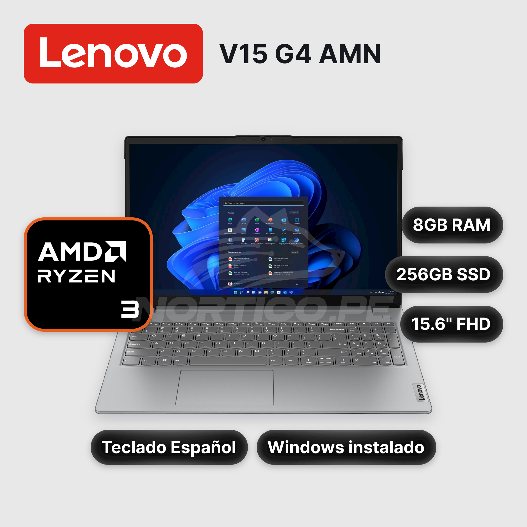 Laptop Lenovo V15 G4 AMN Ryzen 3-7320U 8GB 256GB SSD 15.6" (82YU00X4LM)