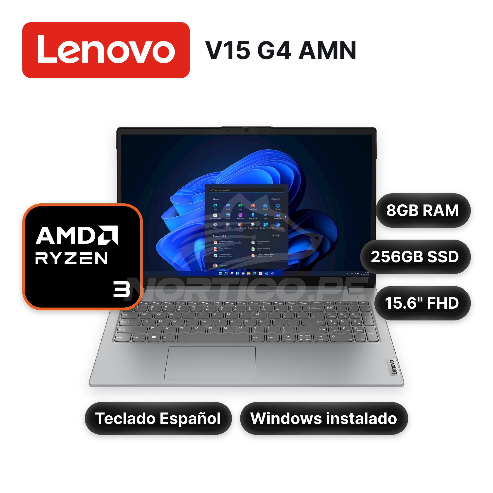 Laptop Lenovo V15 G4 AMN Ryzen 3-7320U 8GB 256GB SSD 15.6" (82YU00X4LM)