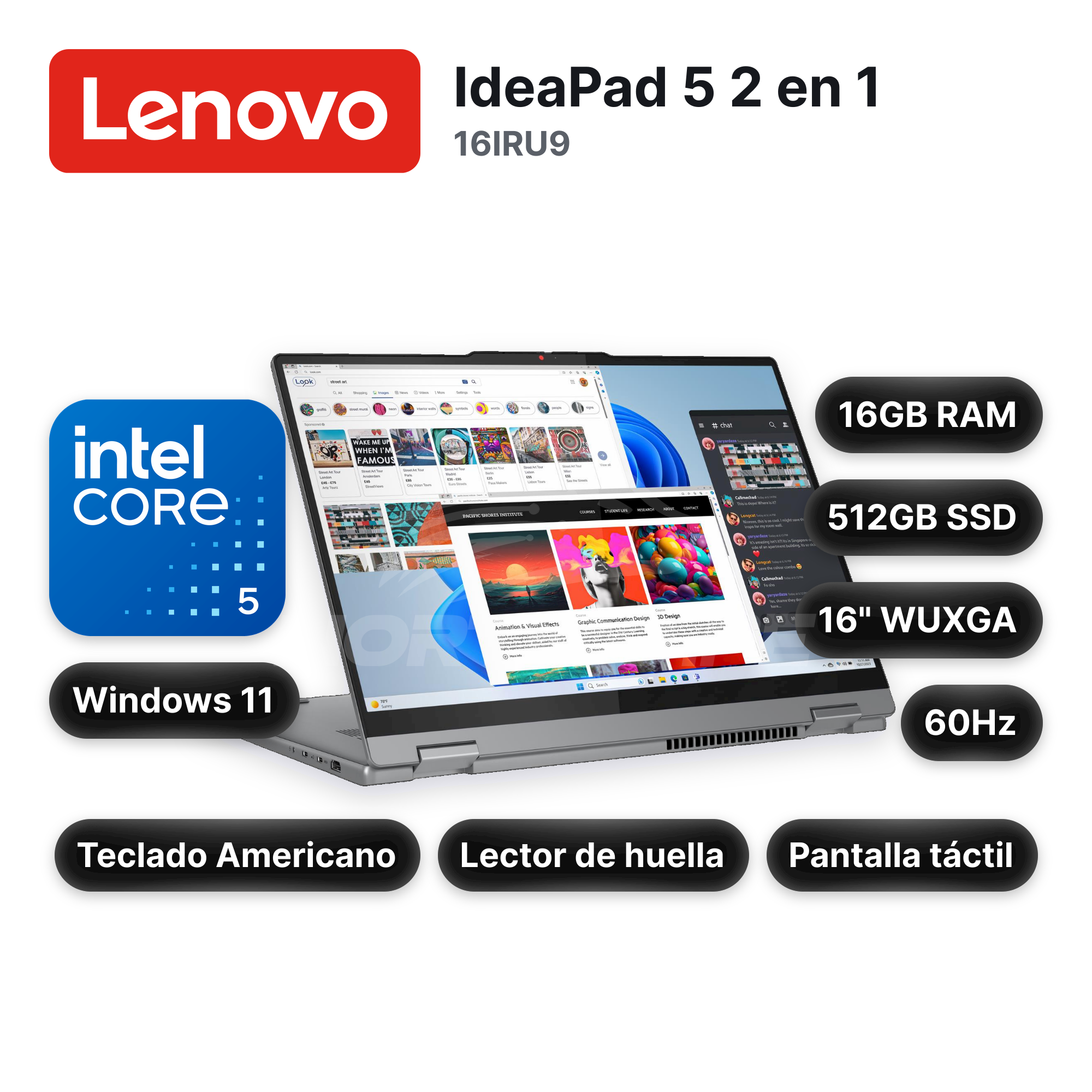 Laptop Lenovo IdeaPad 5 2 en 1 16IRU9 Core 5-120U 16GB 512GB SSD 16" (83DU004VUS)