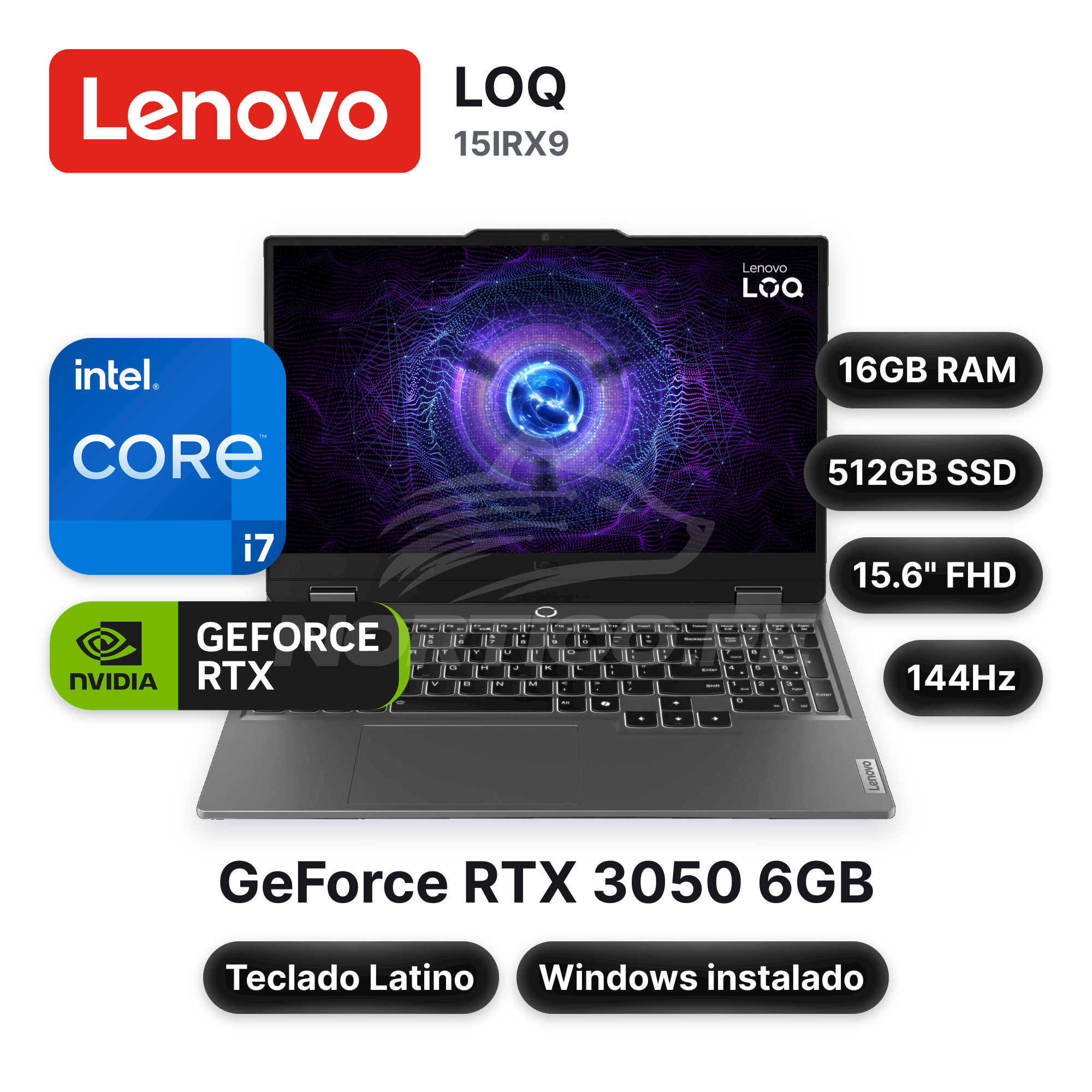 Laptop Lenovo LOQ 15IRX9 Core I7-13650HX 16GB 512GB SSD RTX 3050 15.6" (83DV0184LM)