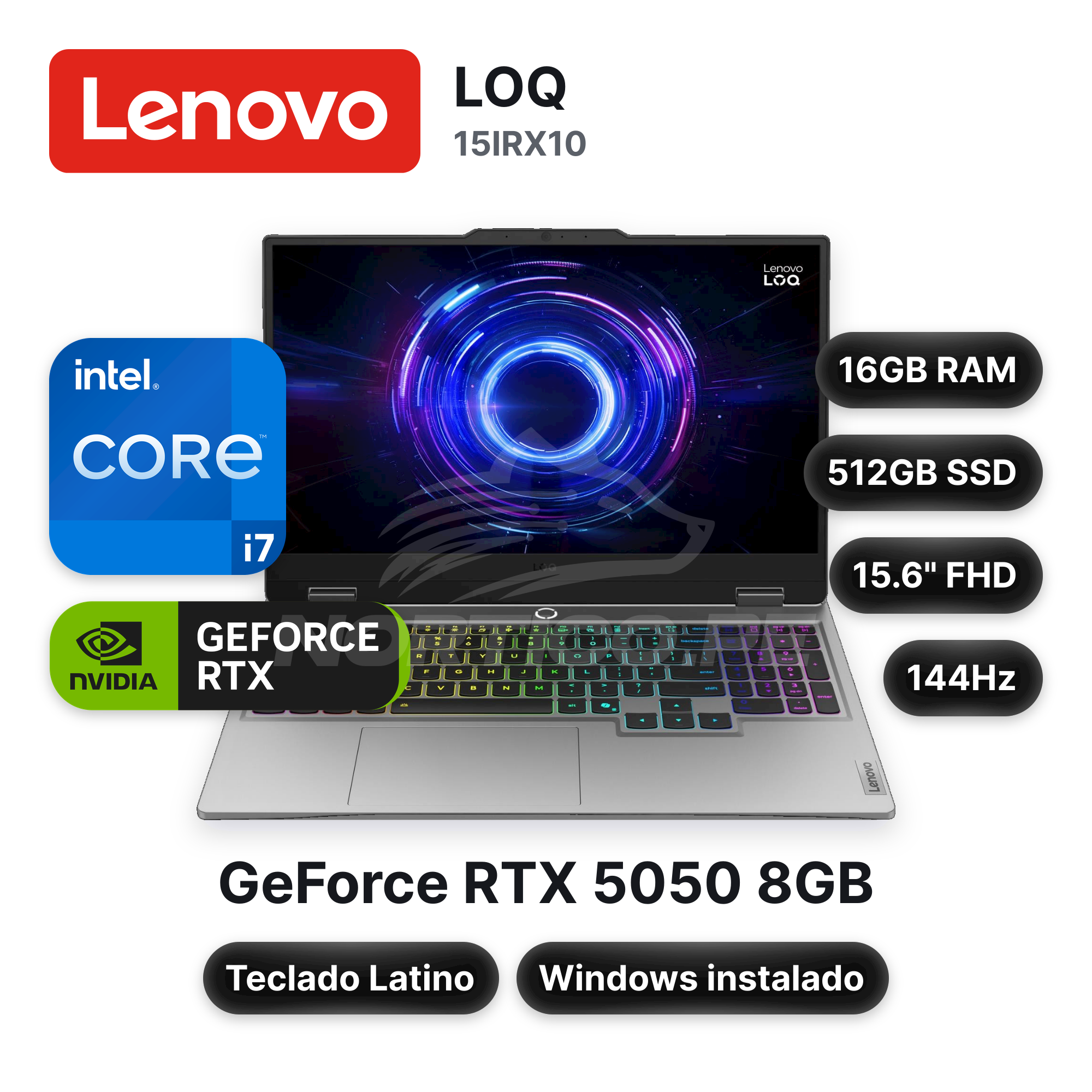 Laptop Lenovo LOQ 15IRX10 Core I7-13650HX 16GB 512GB SSD RTX 5050 15.6" (83JE01JYLM)