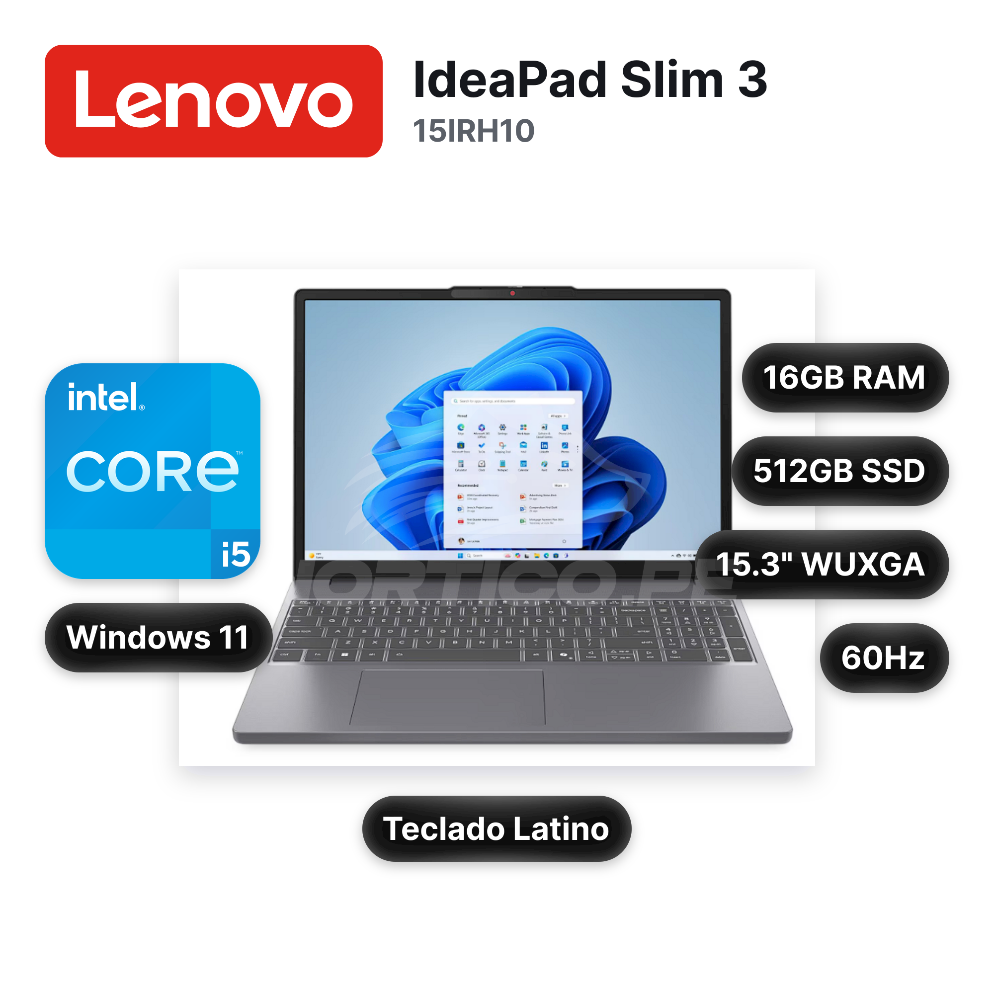 Laptop Lenovo IdeaPad Slim 3 15IRH10 Core I5-13420H 16GB 512GB SSD 15.3" (83K101FELM)