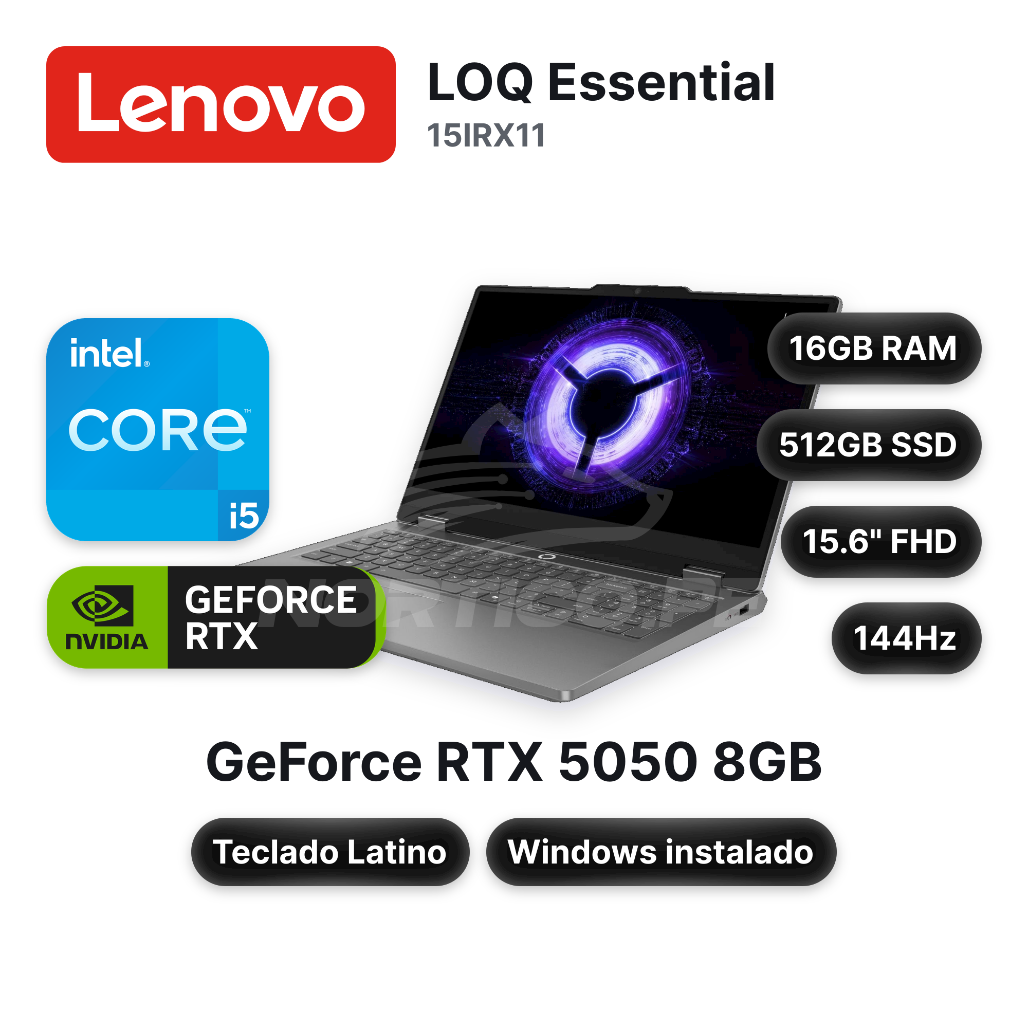 Laptop Lenovo LOQ Essential 15IRX11 Core I5-13450HX 16GB 512GB SSD RTX 5050 15.6" (83SC0055LM)
